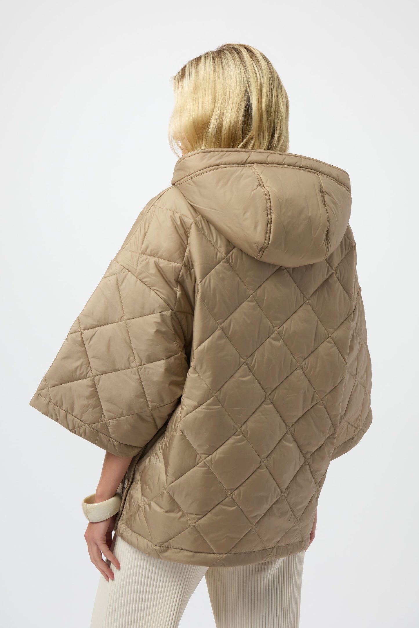 Joseph Ribkoff Woven Diamond Quilt Hooded Outdoor Jacket