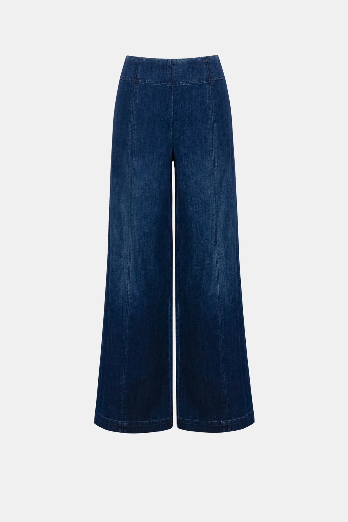 Product-only view of Joseph Ribkoff Featherweave Palazzo High-Rise Jeans in Dark Denim Blue, style 263901