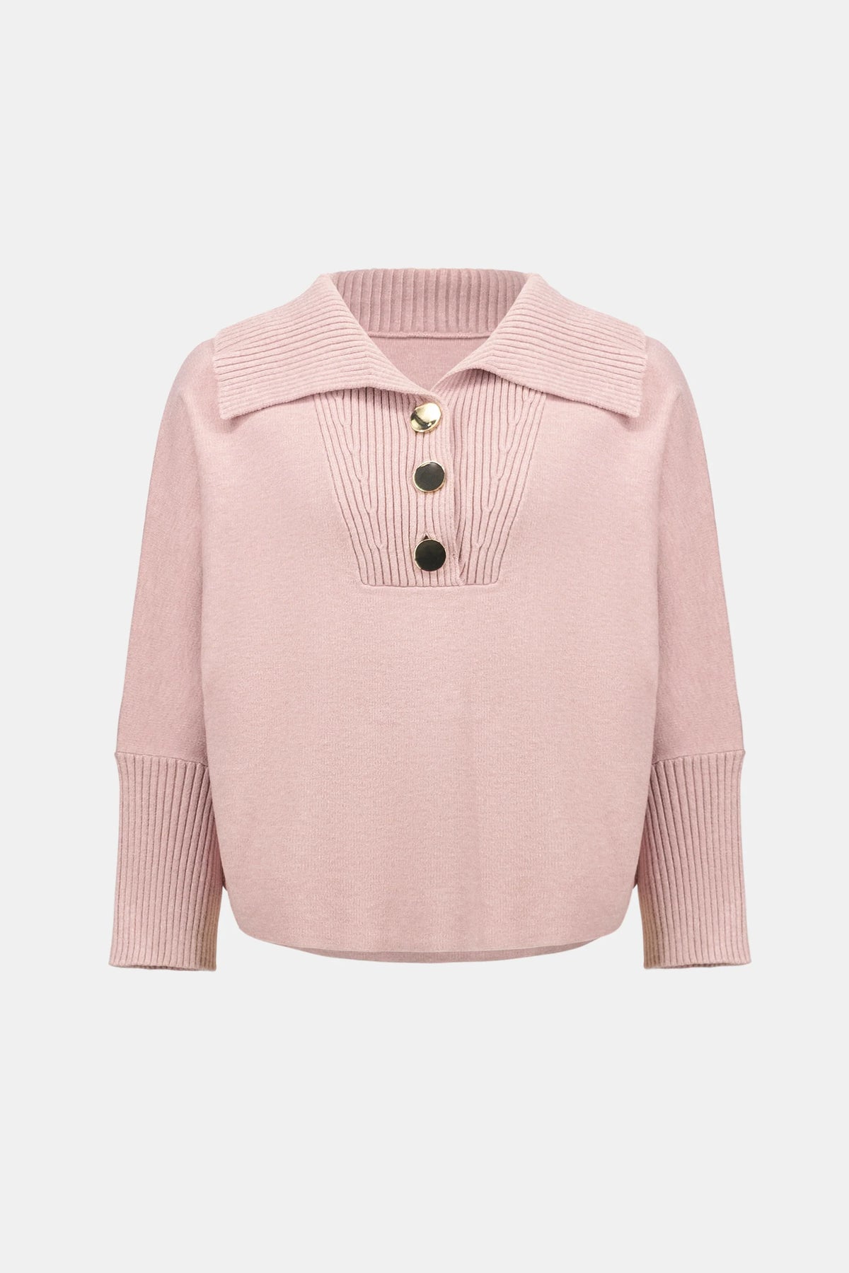 Joseph Ribkoff Button-Embellished Shawl-Neck Sweater in BLUSH