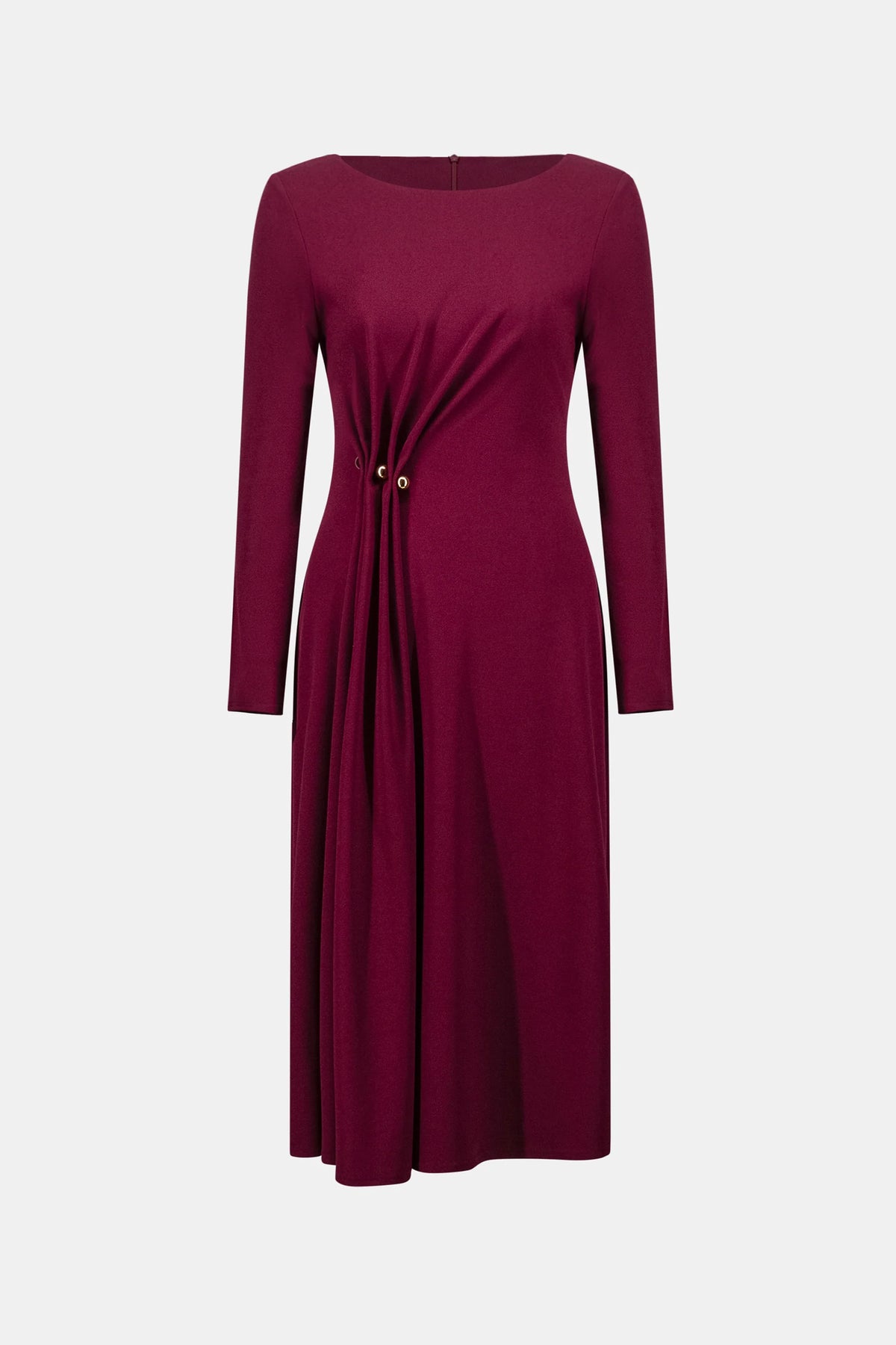 Joseph Ribkoff Scuba Crepe Draped Front Sheath Dress in Elderberry