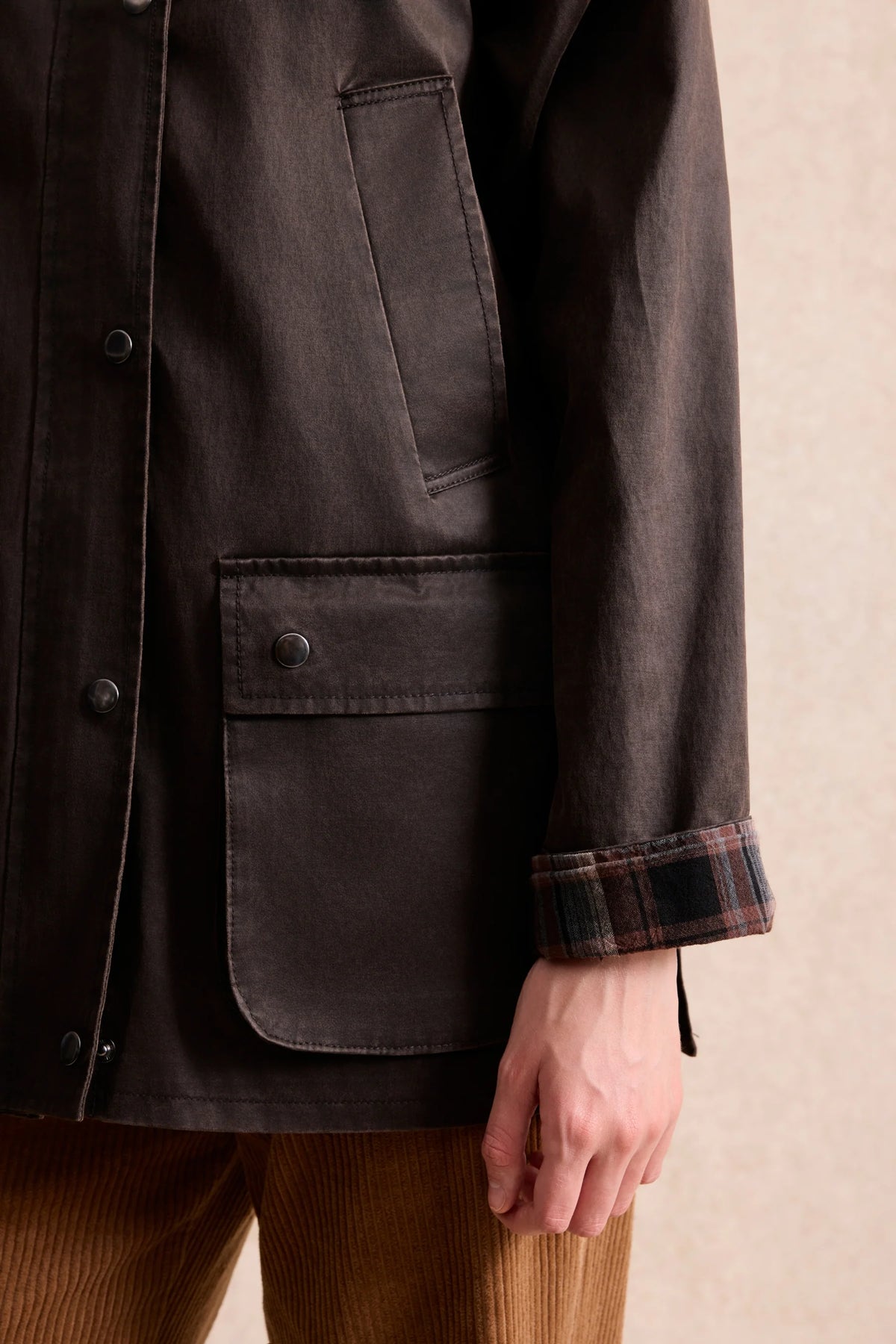 Close-up of Brown fabric on Leo & Ugo Constance Jacket