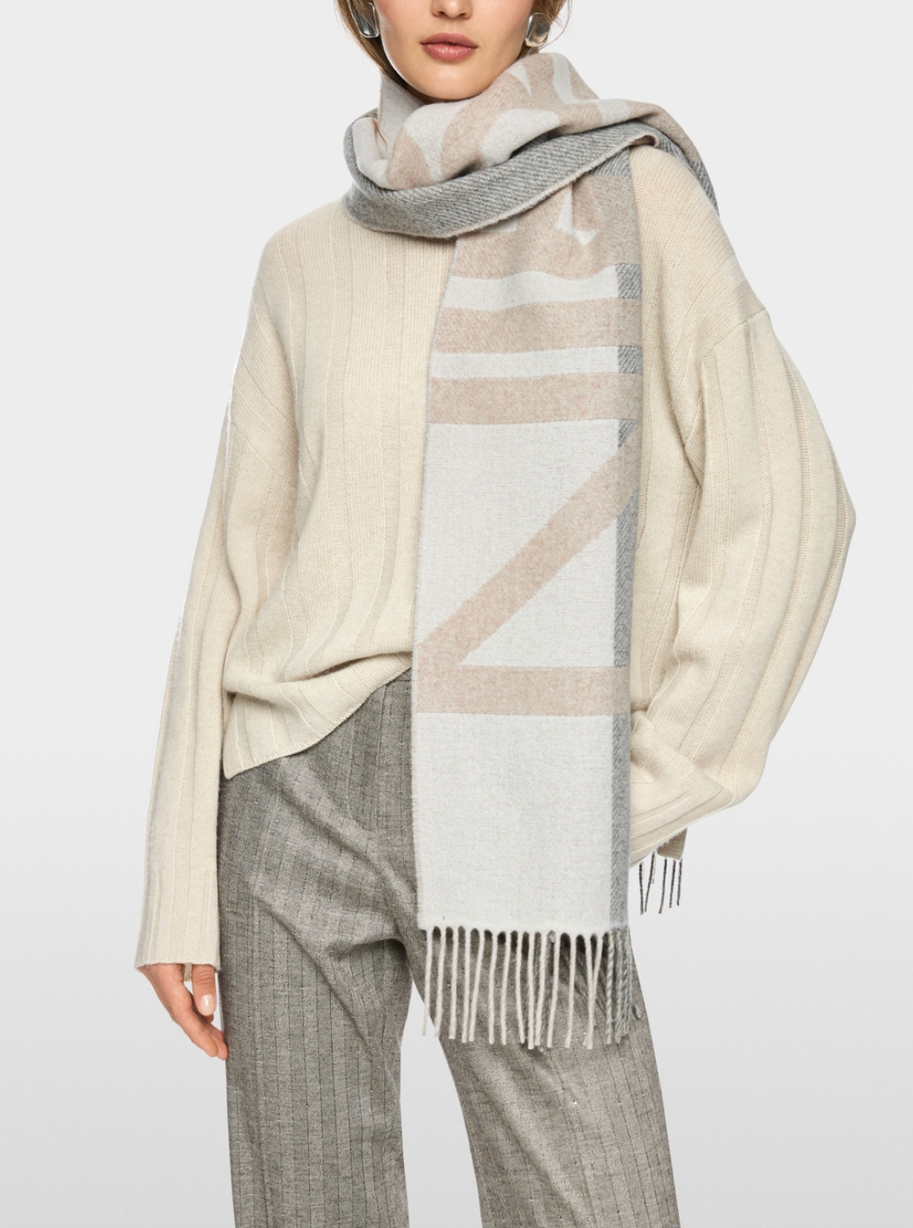Marccain Wool Scarf with Logo