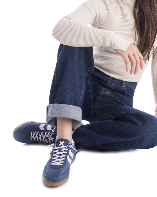 XTI Navy Gum sole trainer