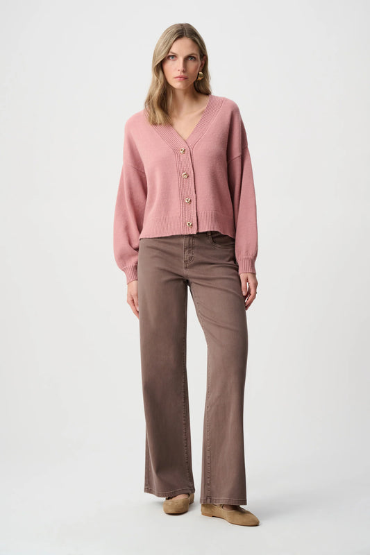 Joseph Ribkoff Goldie Classic Wide-Leg Jeans in Mink, style 251968F26 shown from the front