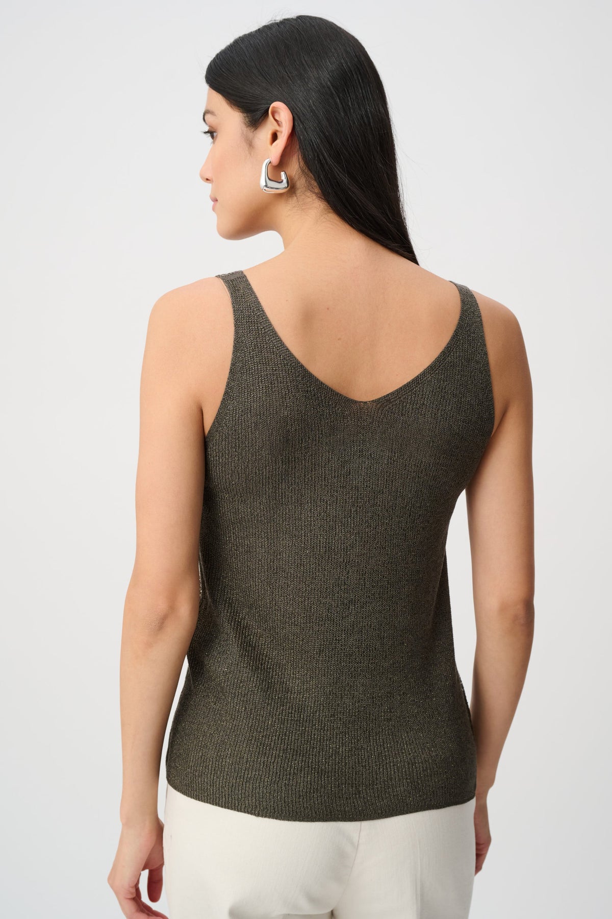 Joseph Ribkoff Rhinestone Knit Camisole in Avocado, style 252915F26 back view
