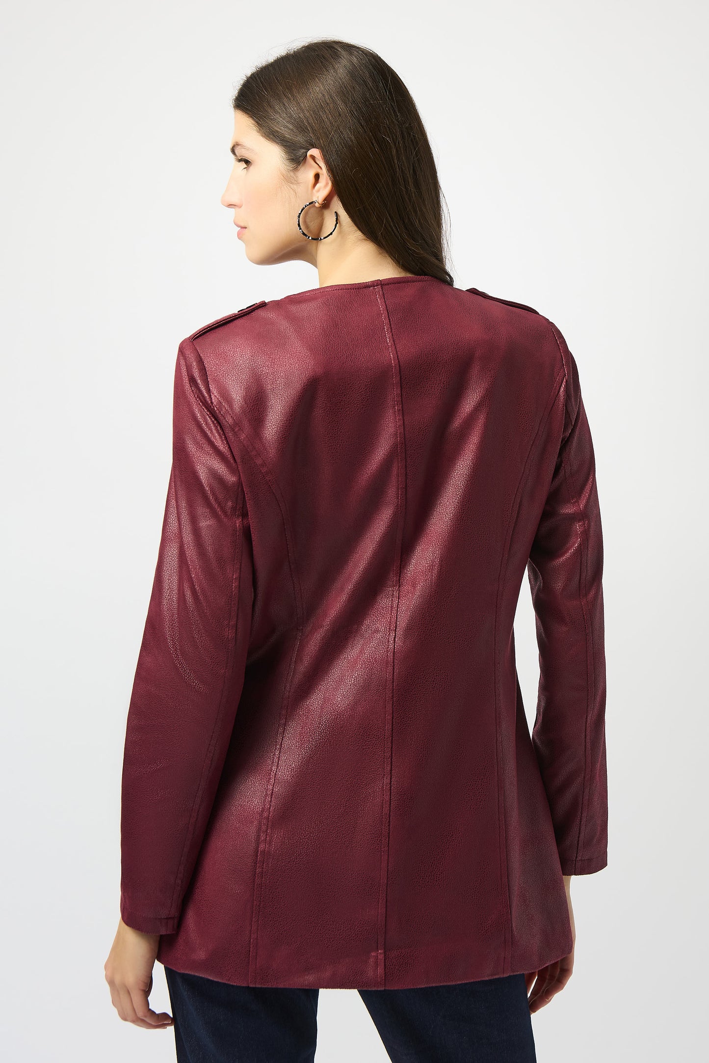 Joseph Ribkoff Collarless Leather Jacket