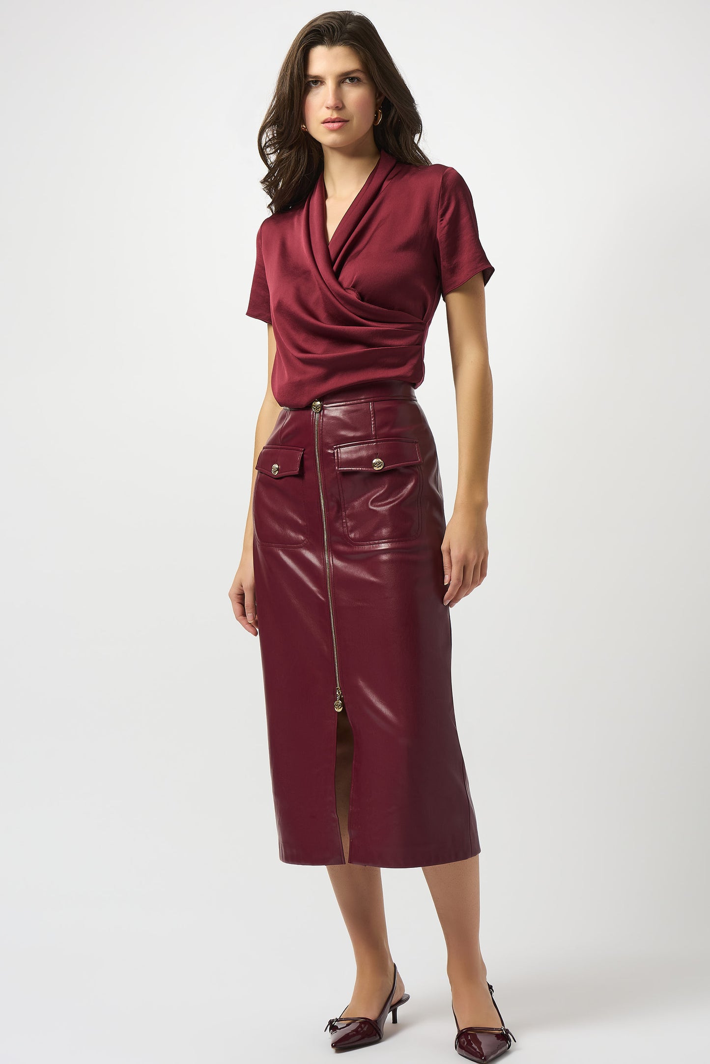 Joseph Ribkoff Leatherette Long Pencil Skirt