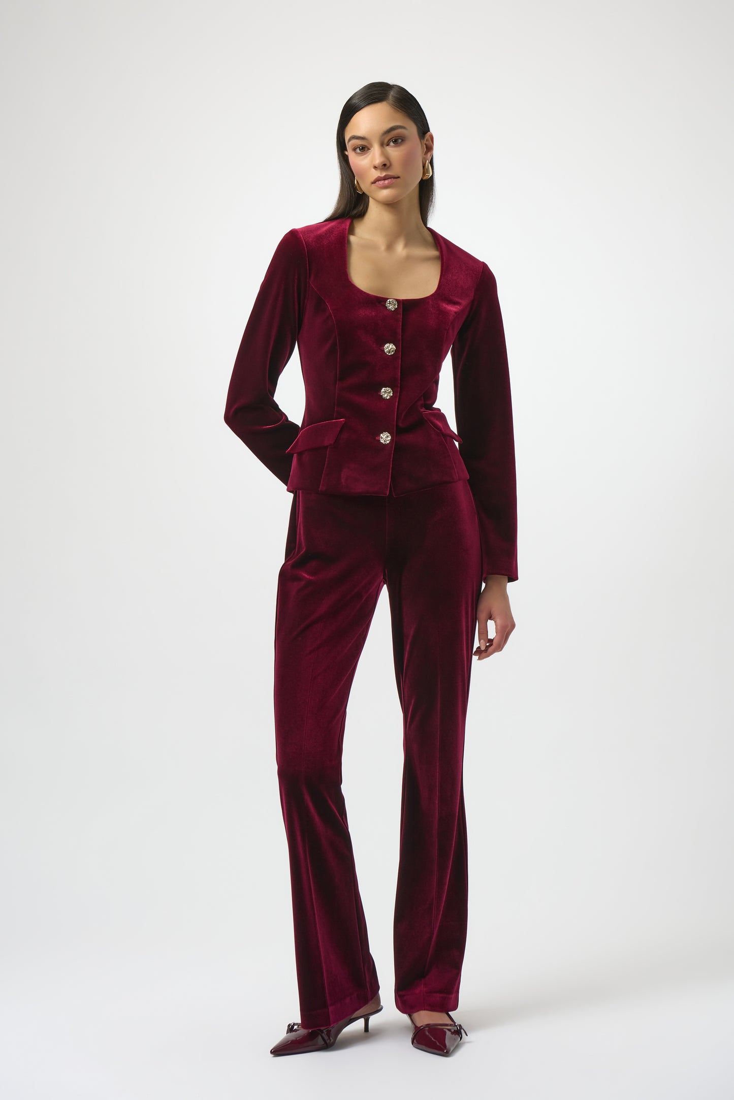 Joseph Ribkoff Velvet Flared Pull-On Pants