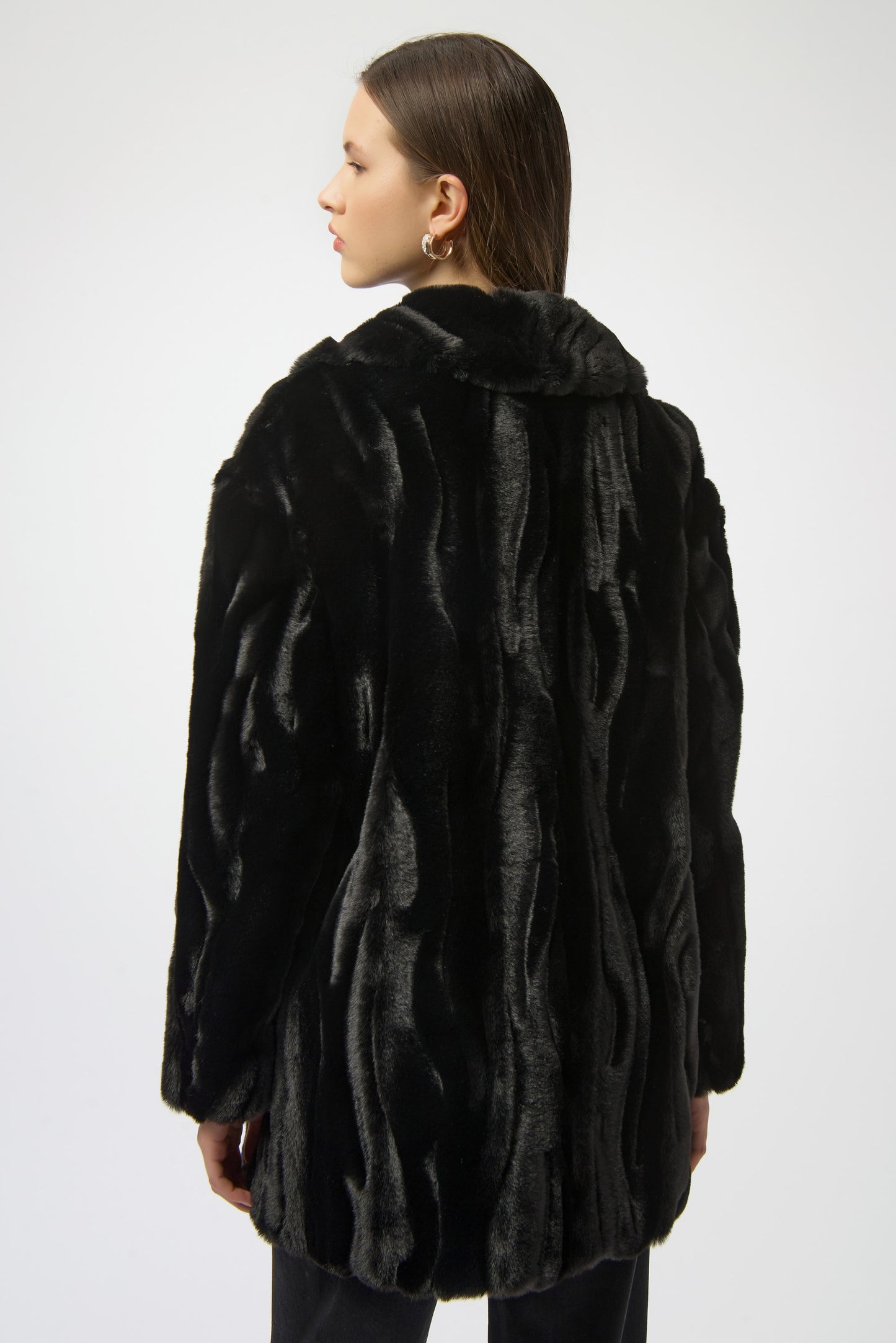 Joseph Ribkoff Textured Faux Fur Shawl Collar Coat