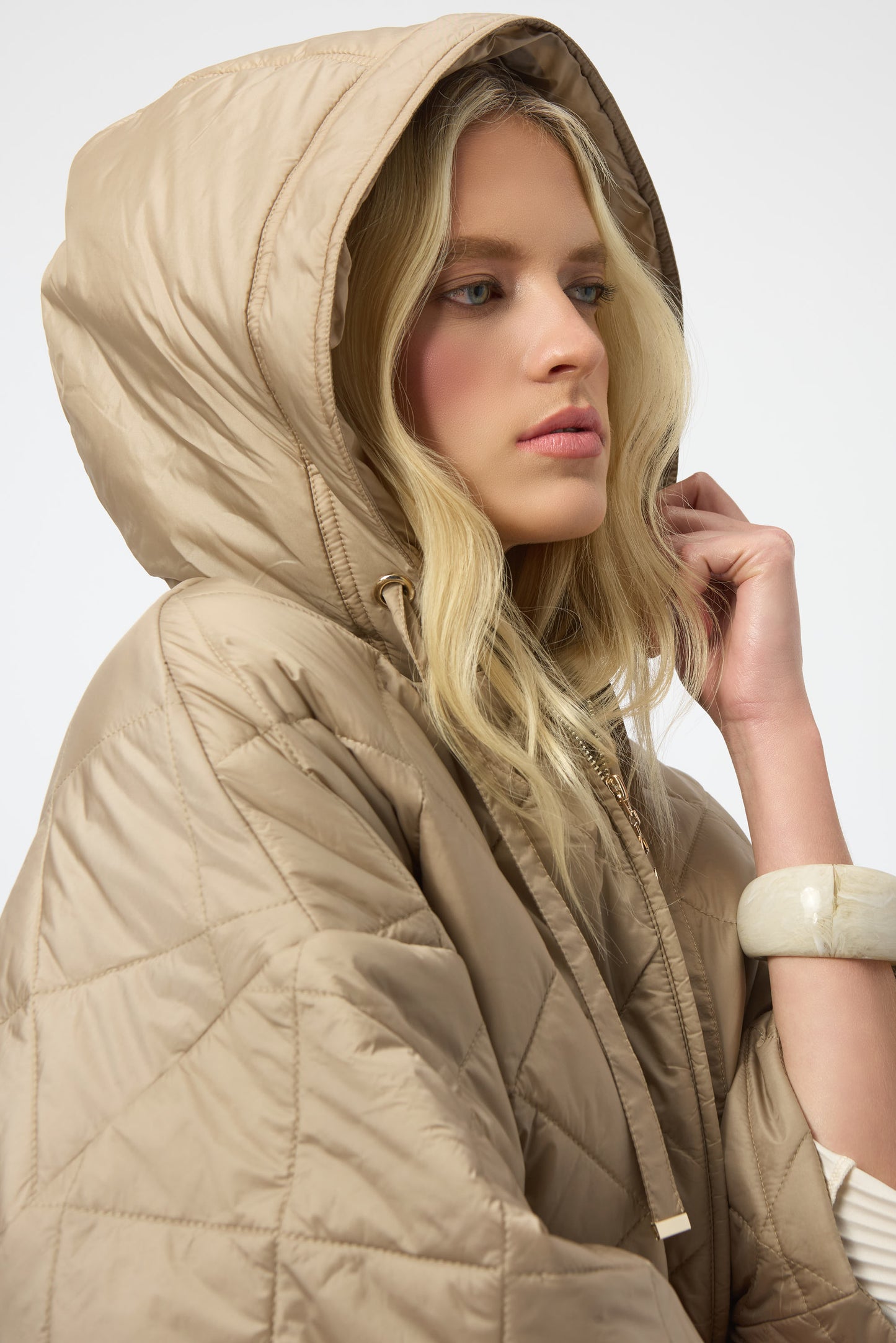 Joseph Ribkoff Woven Diamond Quilt Hooded Outdoor Jacket