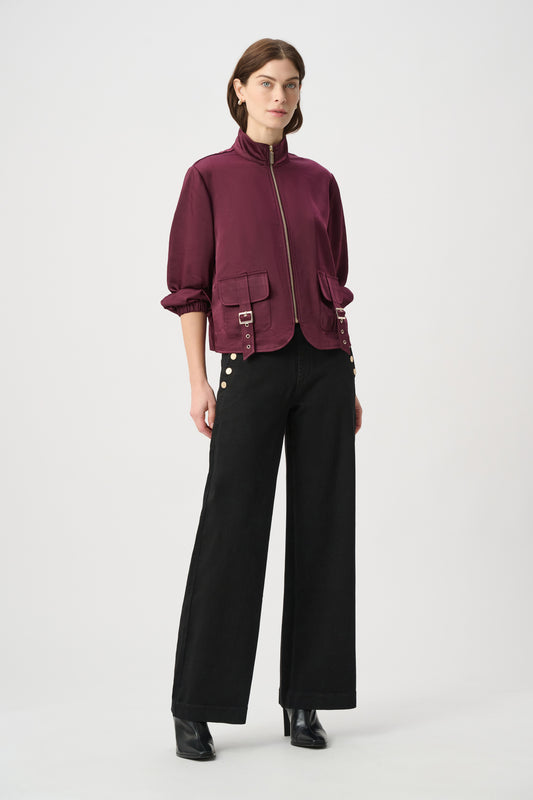Classic Sailor Button Wide-Leg Jeans