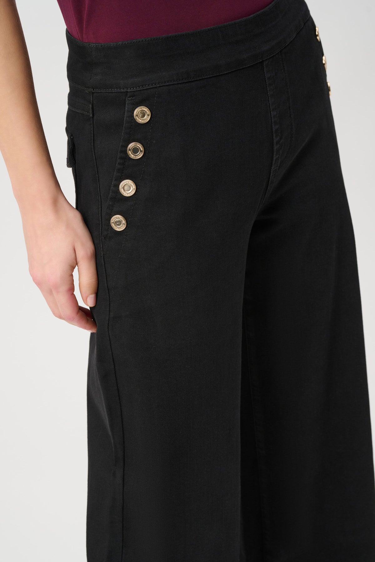 Classic Sailor Button Wide-Leg Jeans