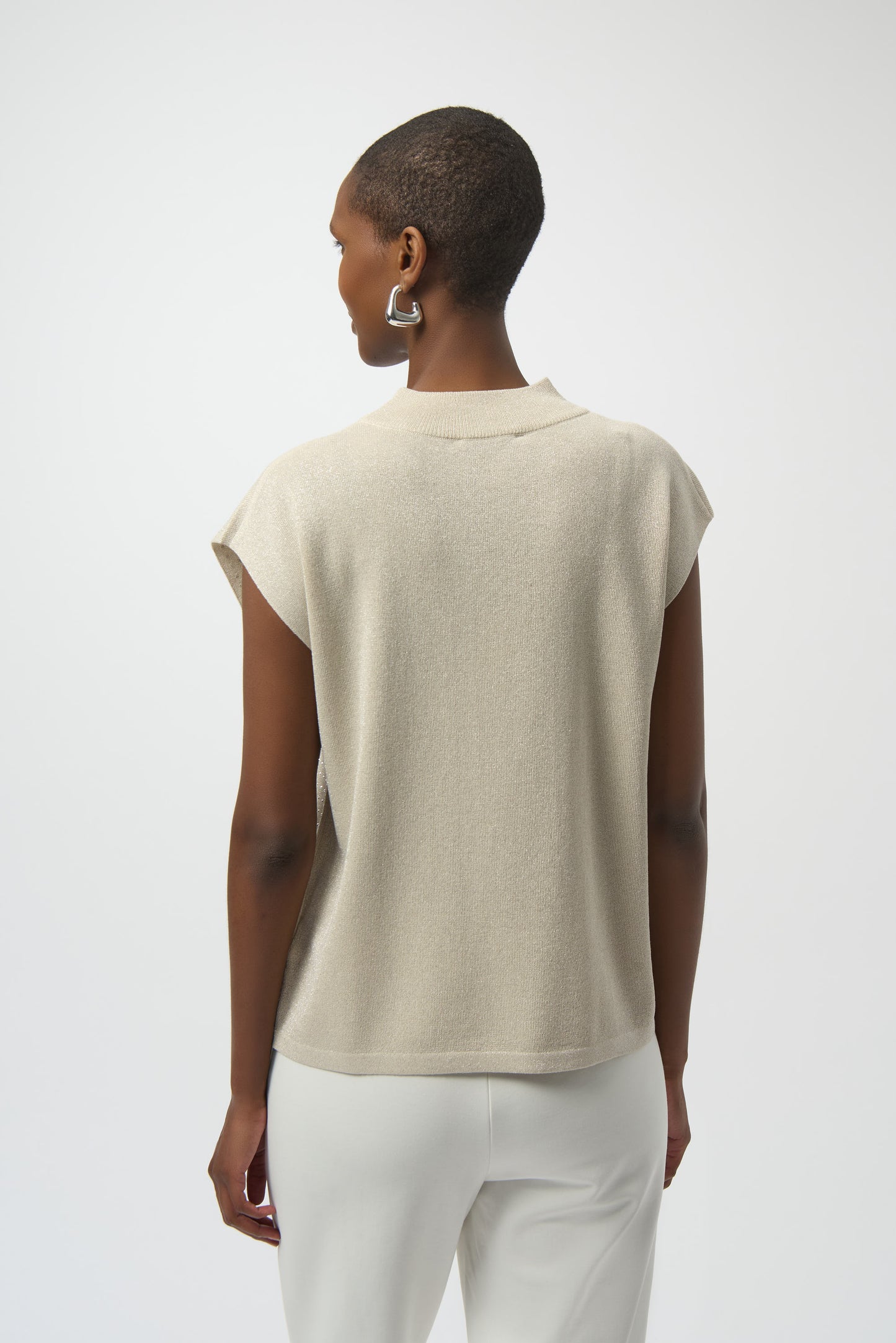 Joseph Ribkoff Sweater Knit Sleeveless Pullover with Iron-On Detail