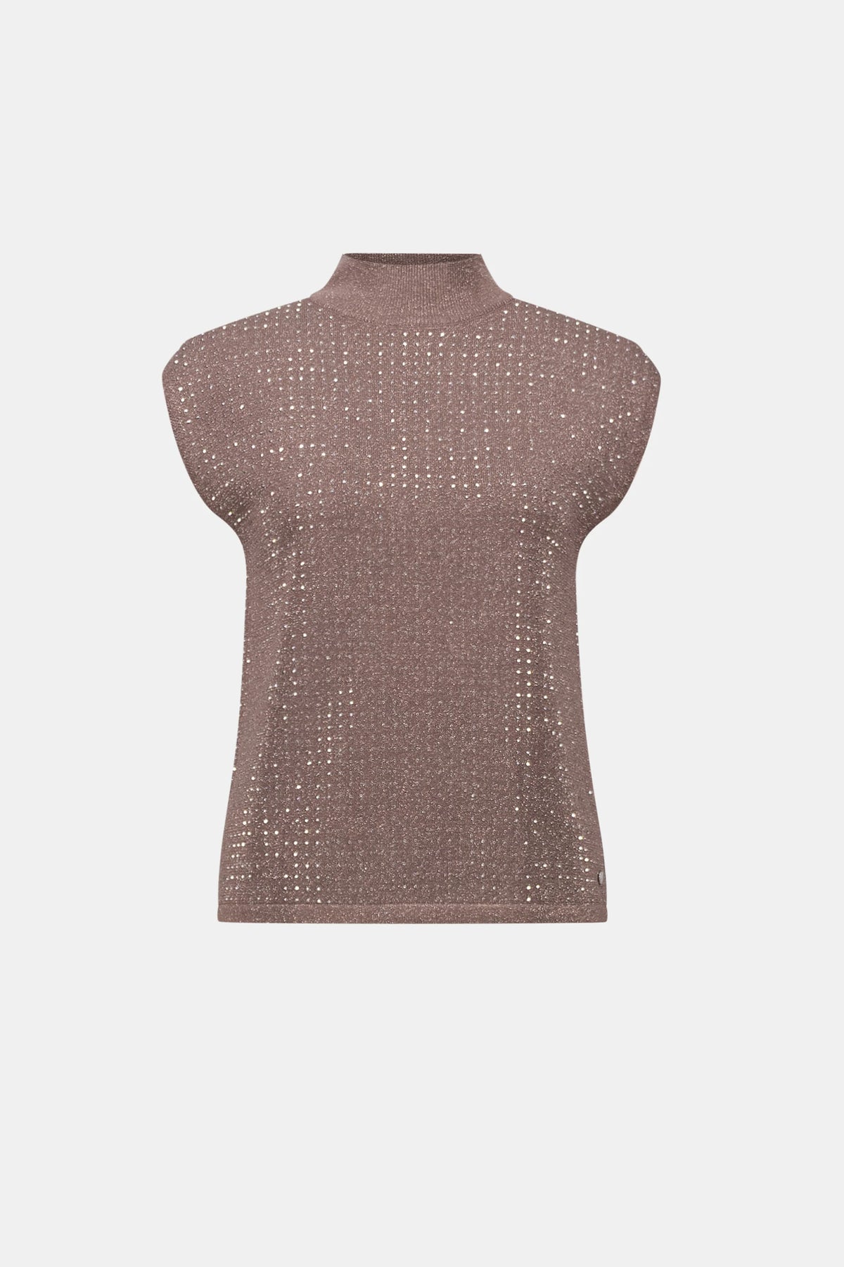 Joseph Ribkoff Embellished Sleeveless Sweater in Mink/Gold, style 254935F26 