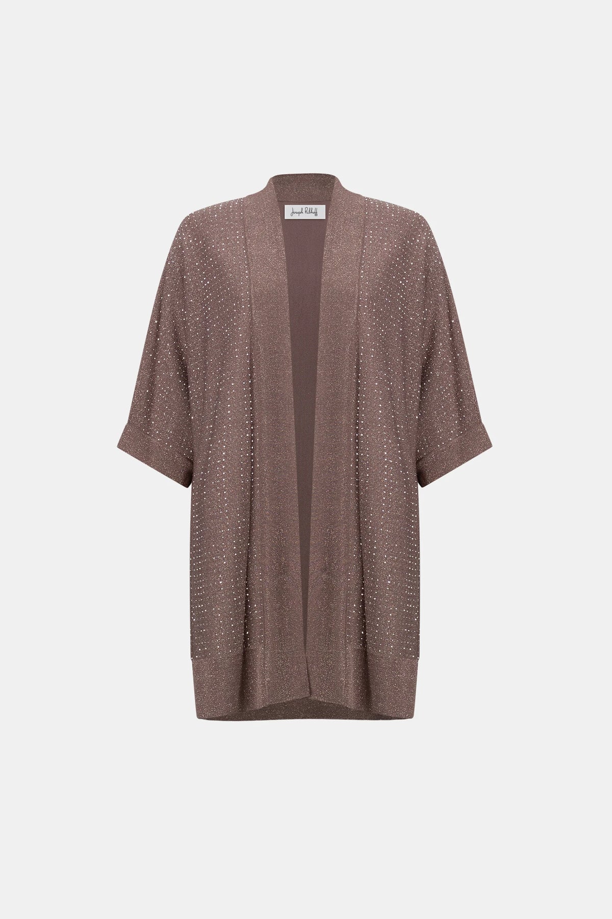 Joseph Ribkoff Knit Open Cardigan With Iron-On Detail in Mink/Gold, 254937f26