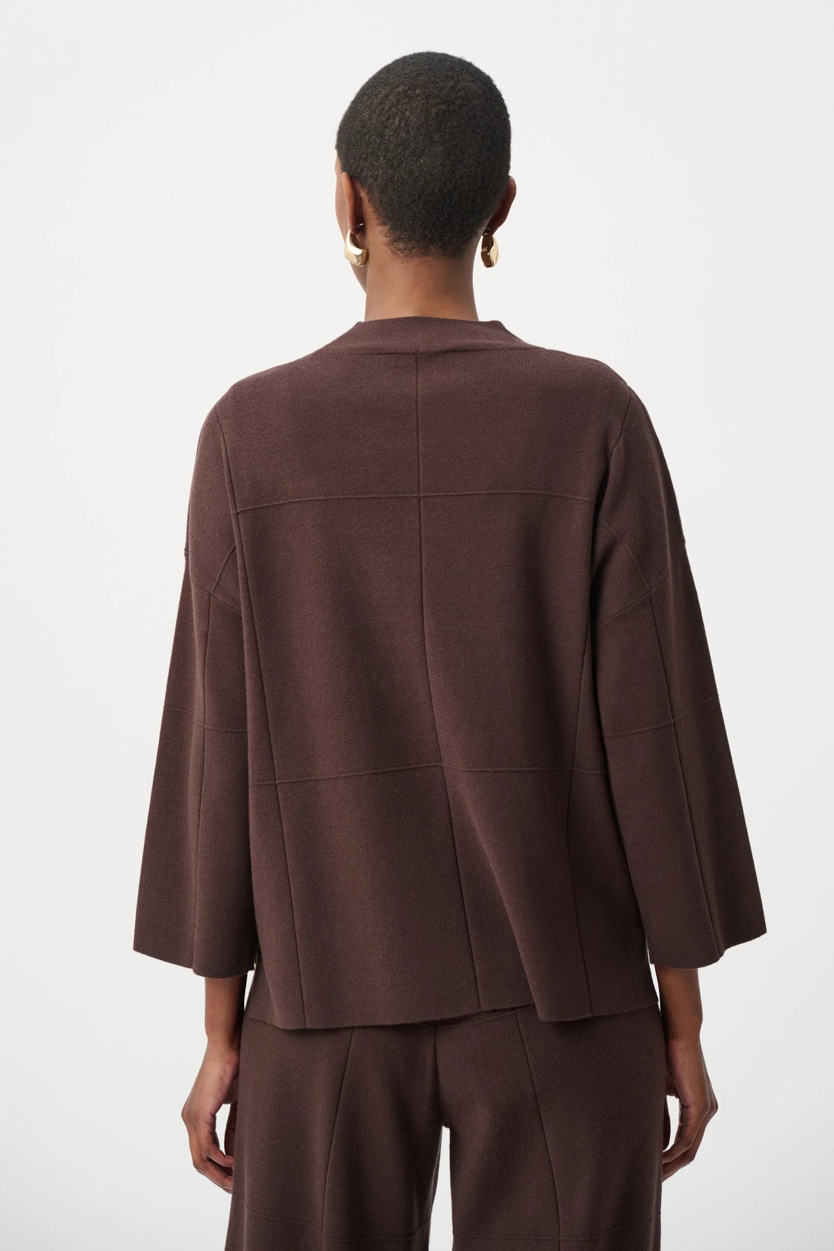 Joseph Ribkoff Brushed Viscose Mock-Neck Sweater in Mocha, style 261981F26 back view