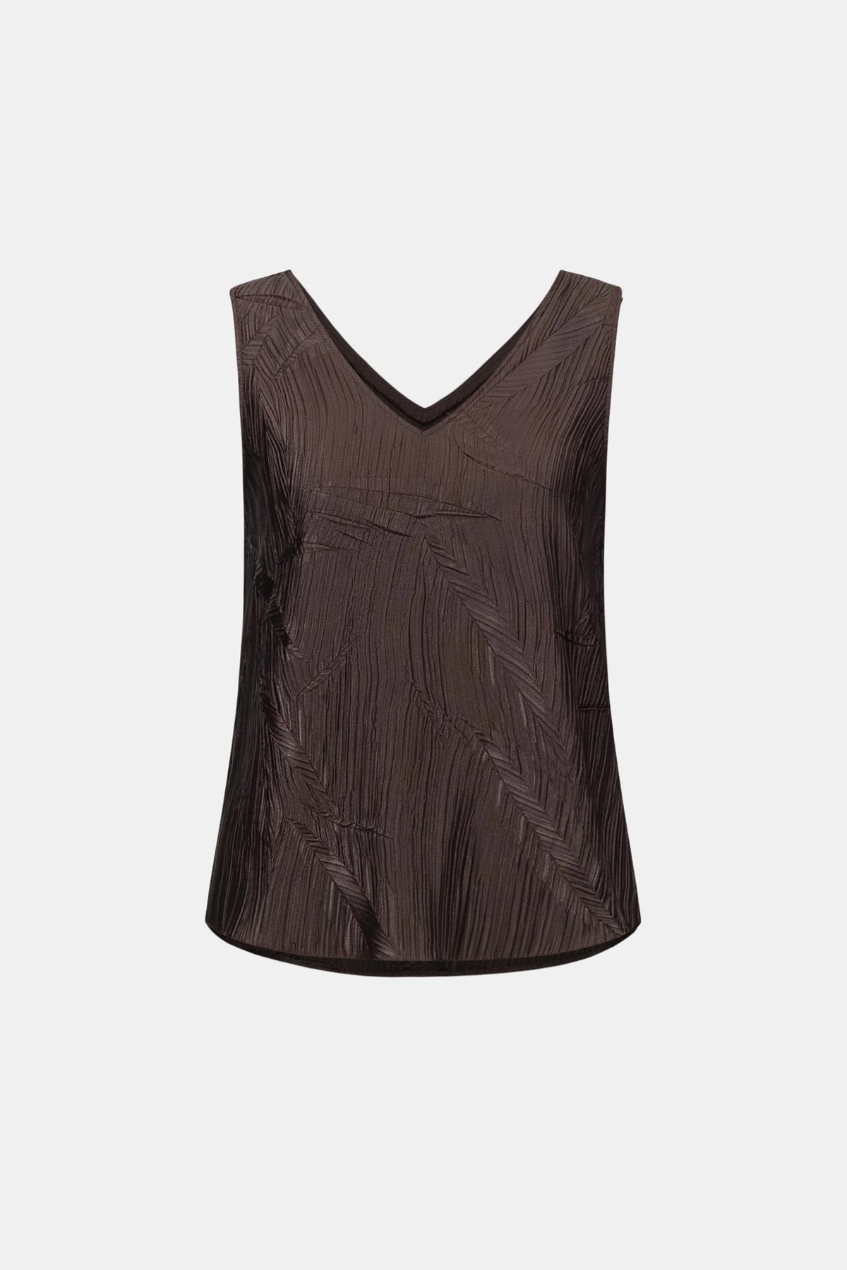 Pleated Satin Flared V-neck Top