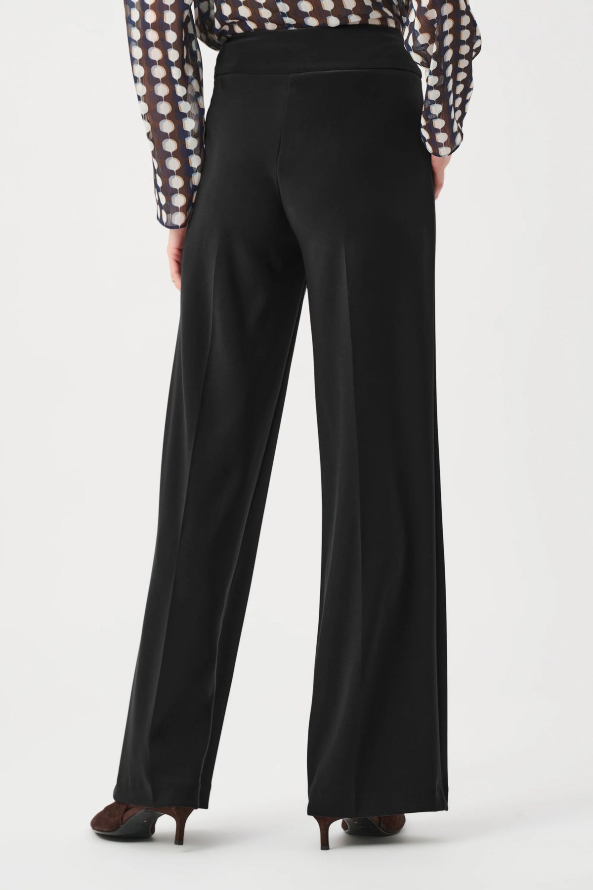 Joseph Ribkoff Silky Knit Wide-Leg Pull-On Pants in black, style 263074 back view