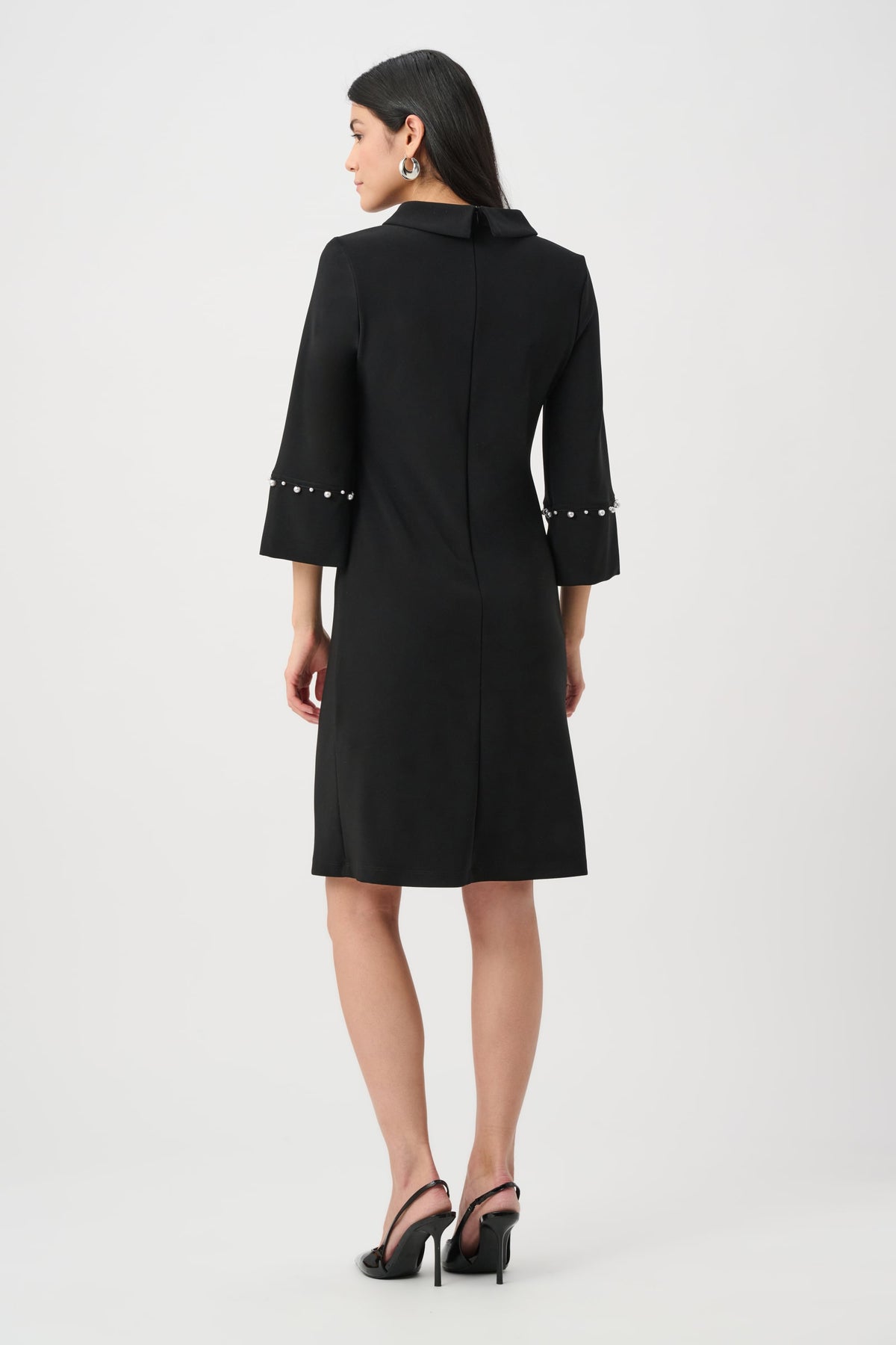 Joseph Ribkoff A-Line Dress With Pearl Detail in Black, style 263115 shown from the back