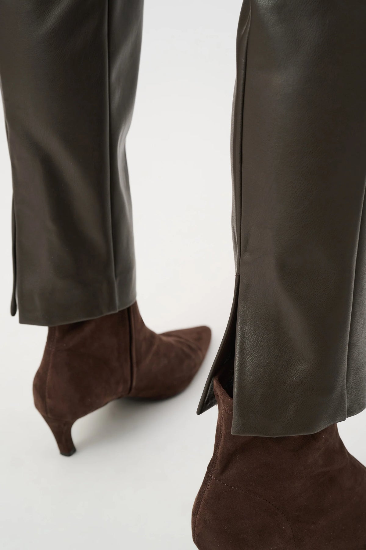 Joseph Ribkoff Bonded Leatherette Straight Pull-On Pants in Mocha, style 263232 back view