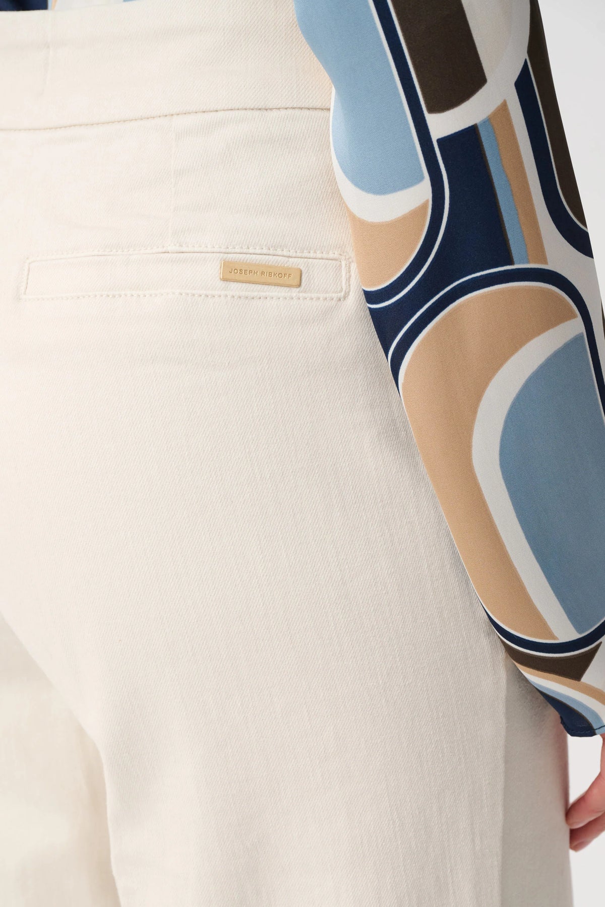Joseph Ribkoff Chloe Stretch Denim High-Rise Wide-Leg Jeans in Birch, style 263902 back view