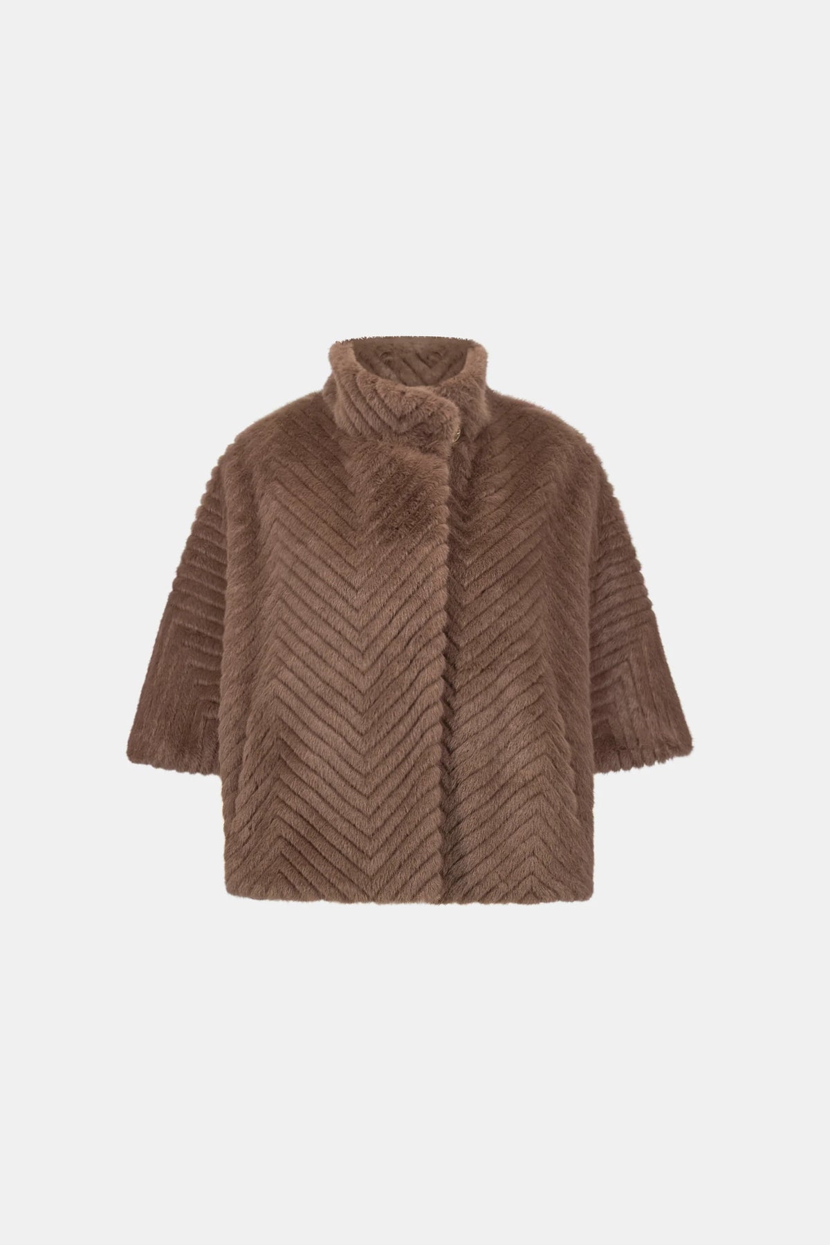Joseph Ribkoff Chevron Faux-Fur Cape-Style Jacket in Mink, style 263917 