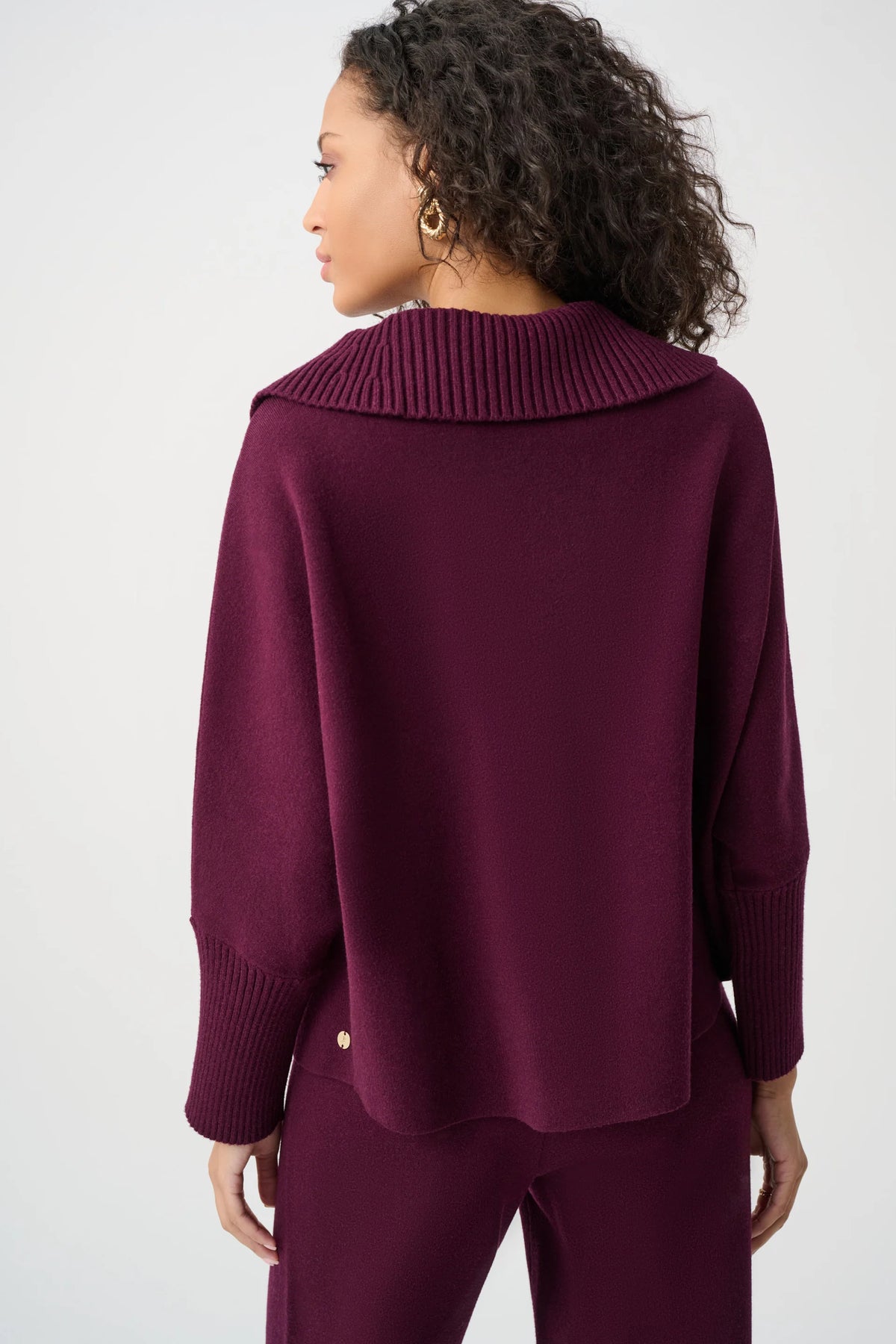 Button Shawl-Neck Knit Pullover