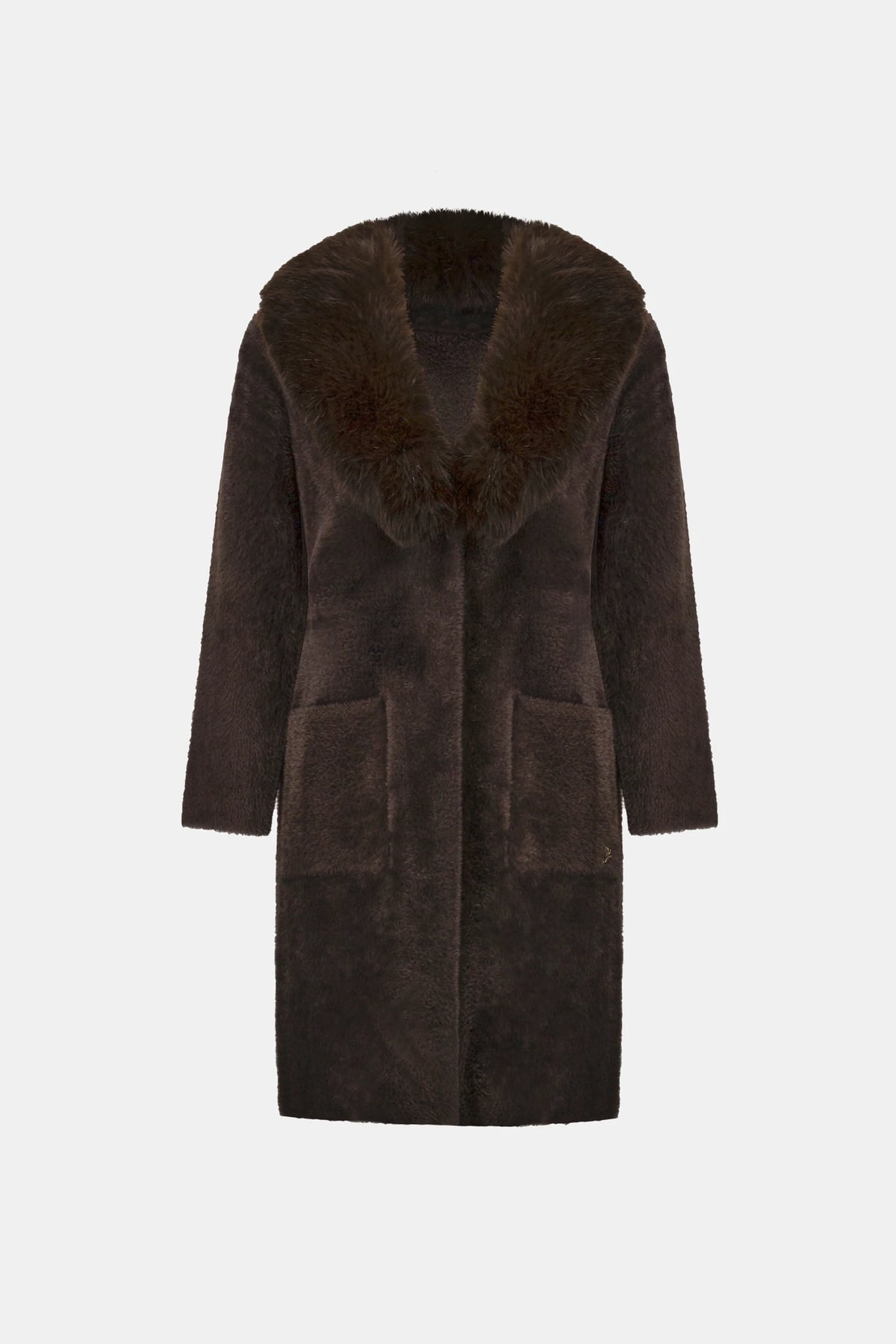  Joseph Ribkoff Detachable Faux-Fur Shawl Collar Coat in mocha, style 263973