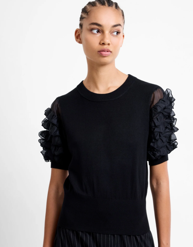 French Connection Krista Ruffle Short Sleeve Top