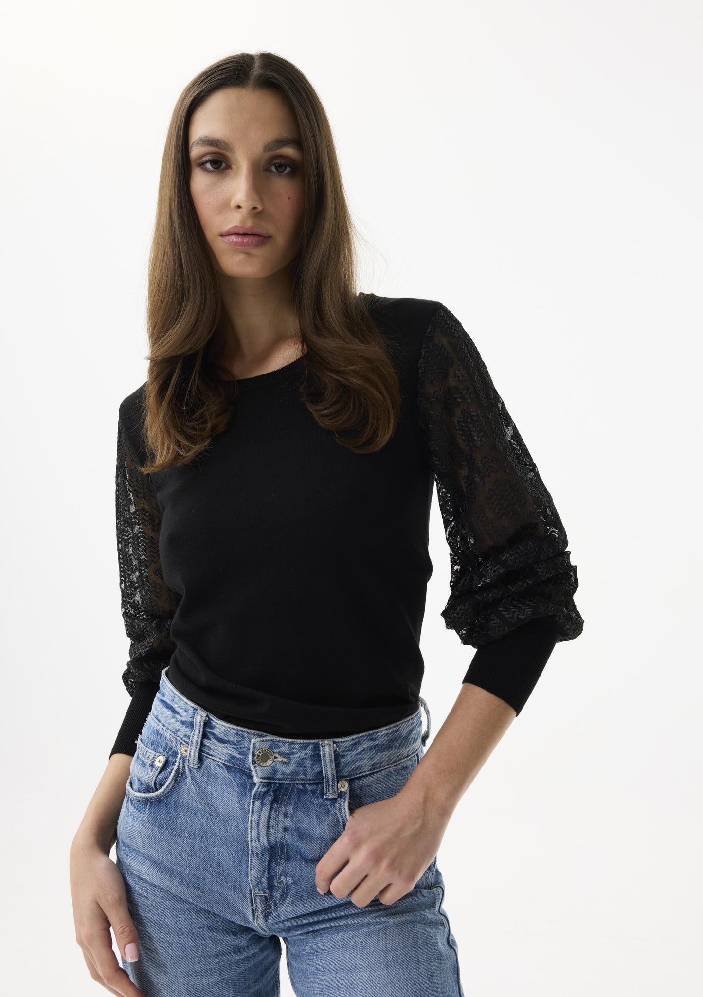 Leo & Ugo Lace Sleeve Knit Jumper