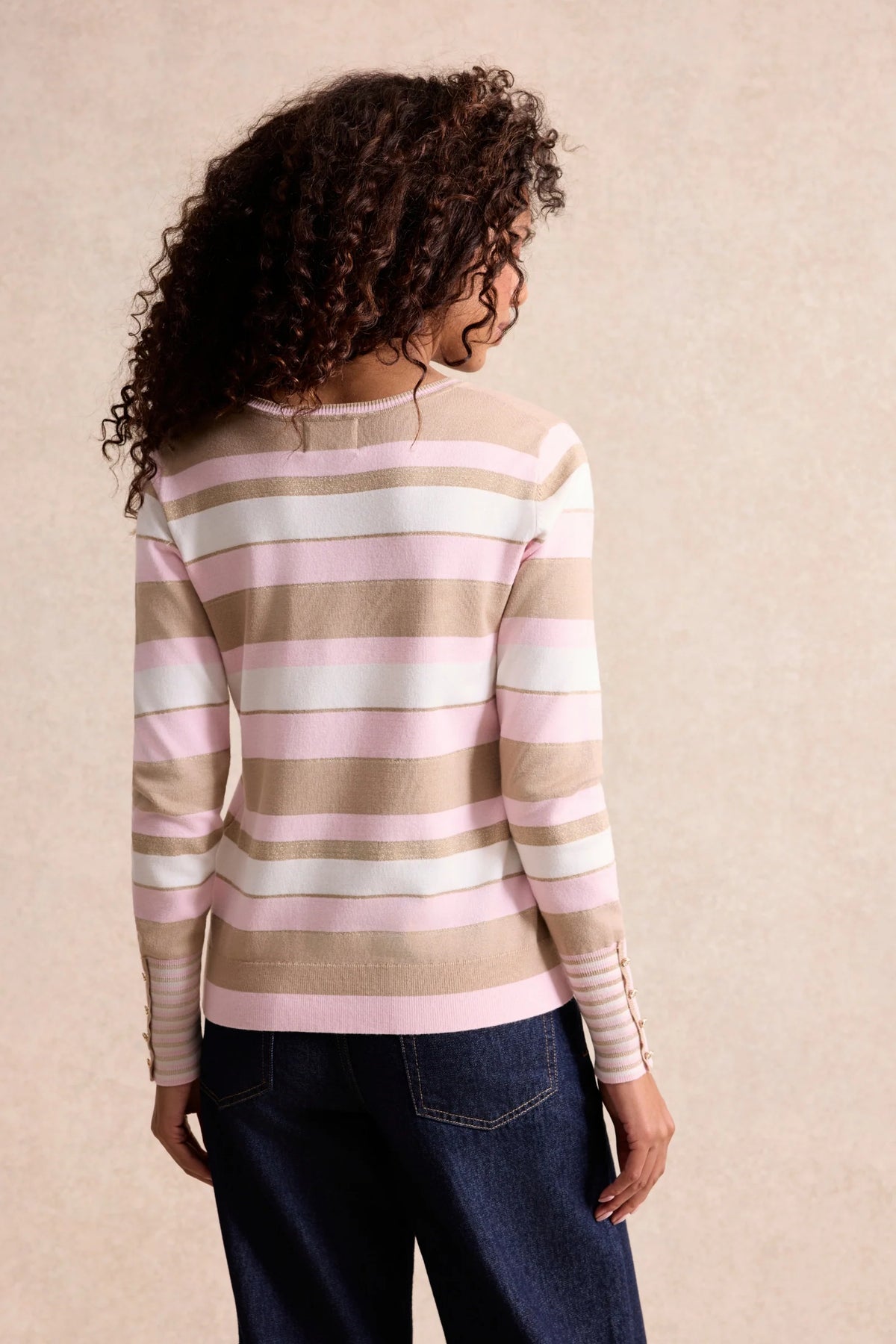 Leo & Ugo Pink Beige V-neck sweater