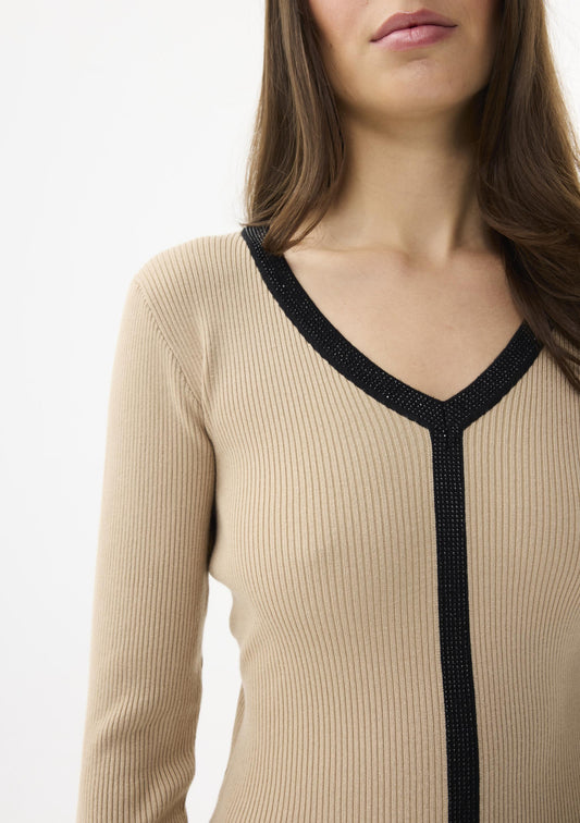 Leo & Ugo Black Trim Knit Top