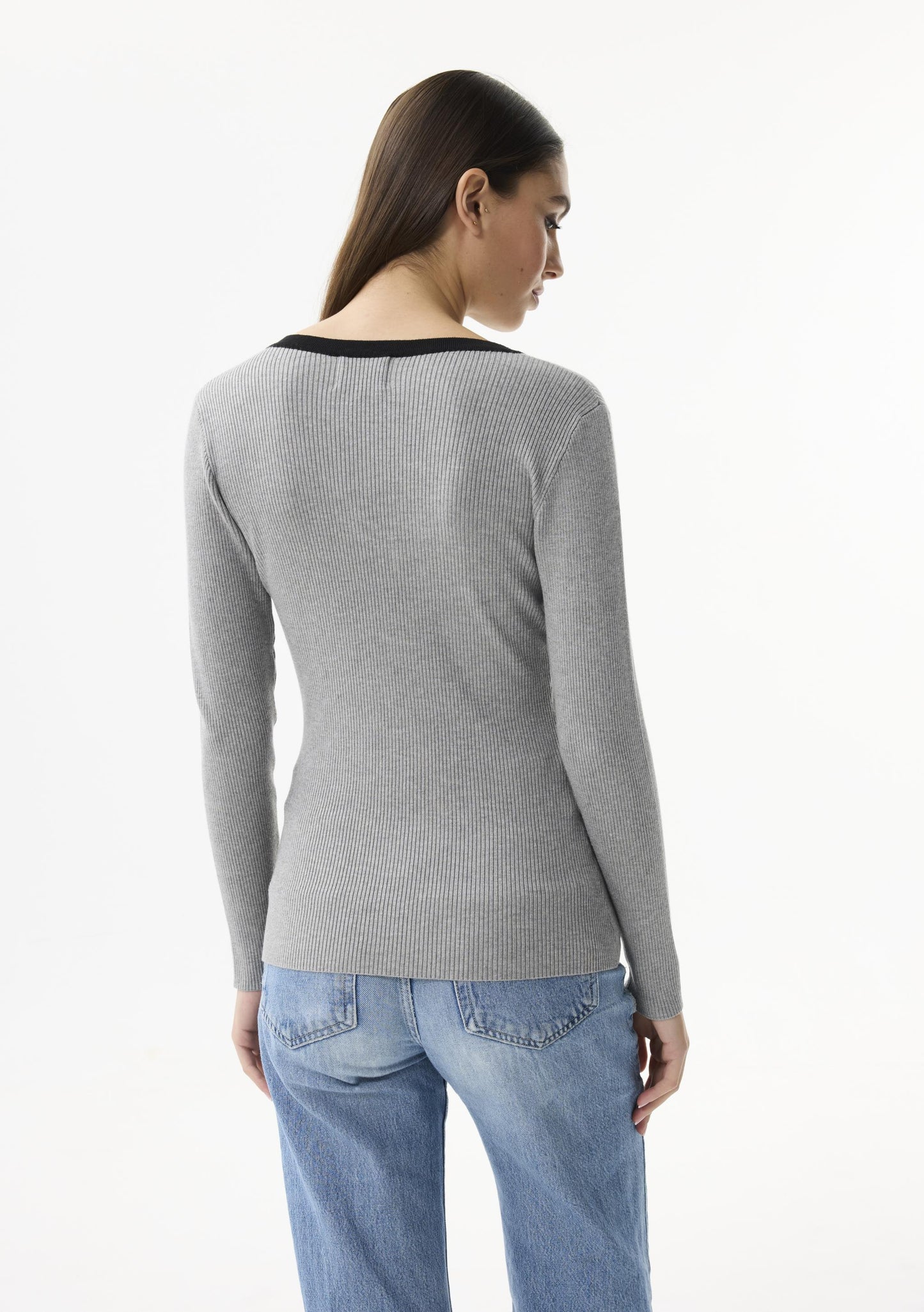 Leo & Ugo Black Trim Knit Top