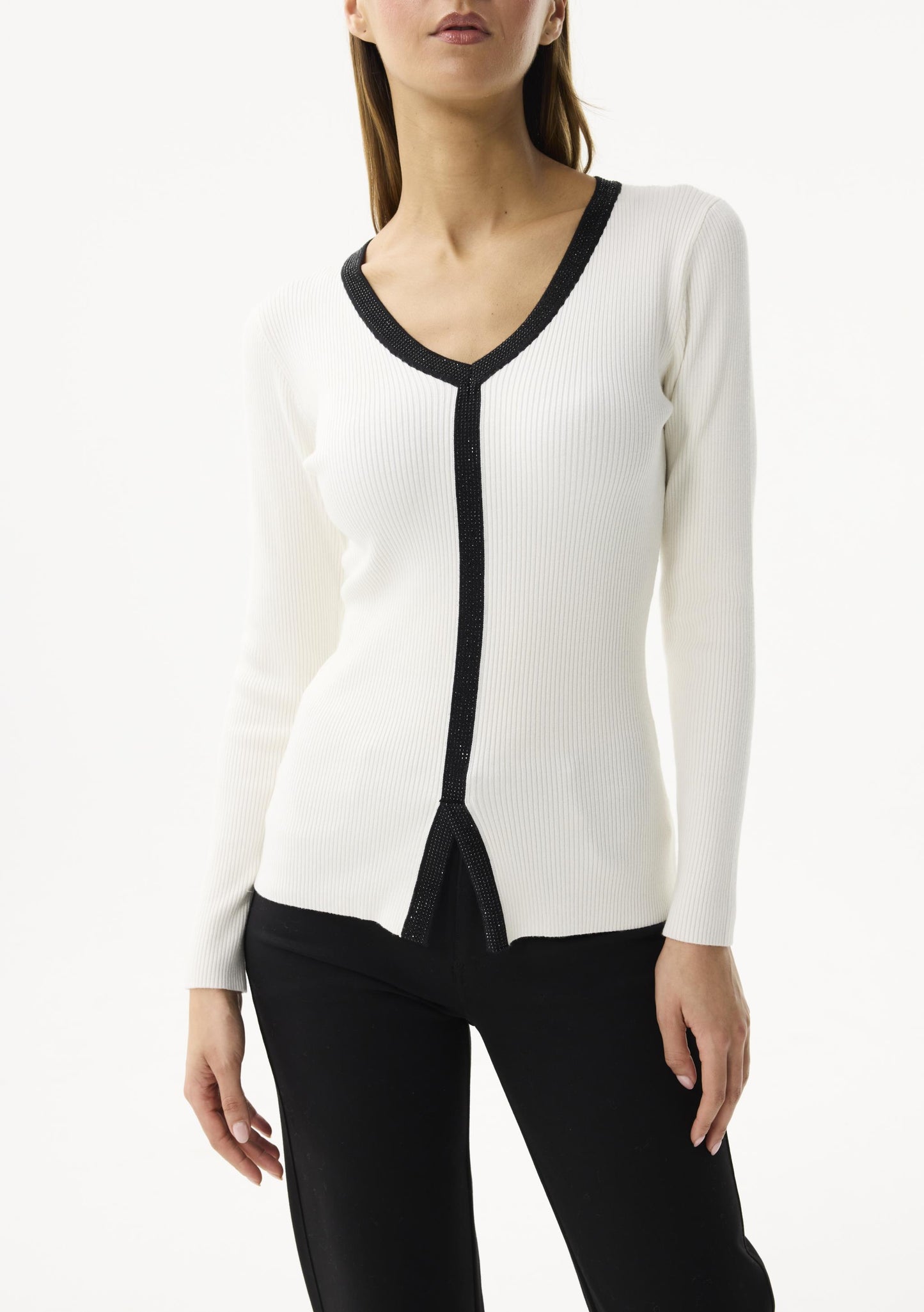 Leo & Ugo Black Trim Knit Top