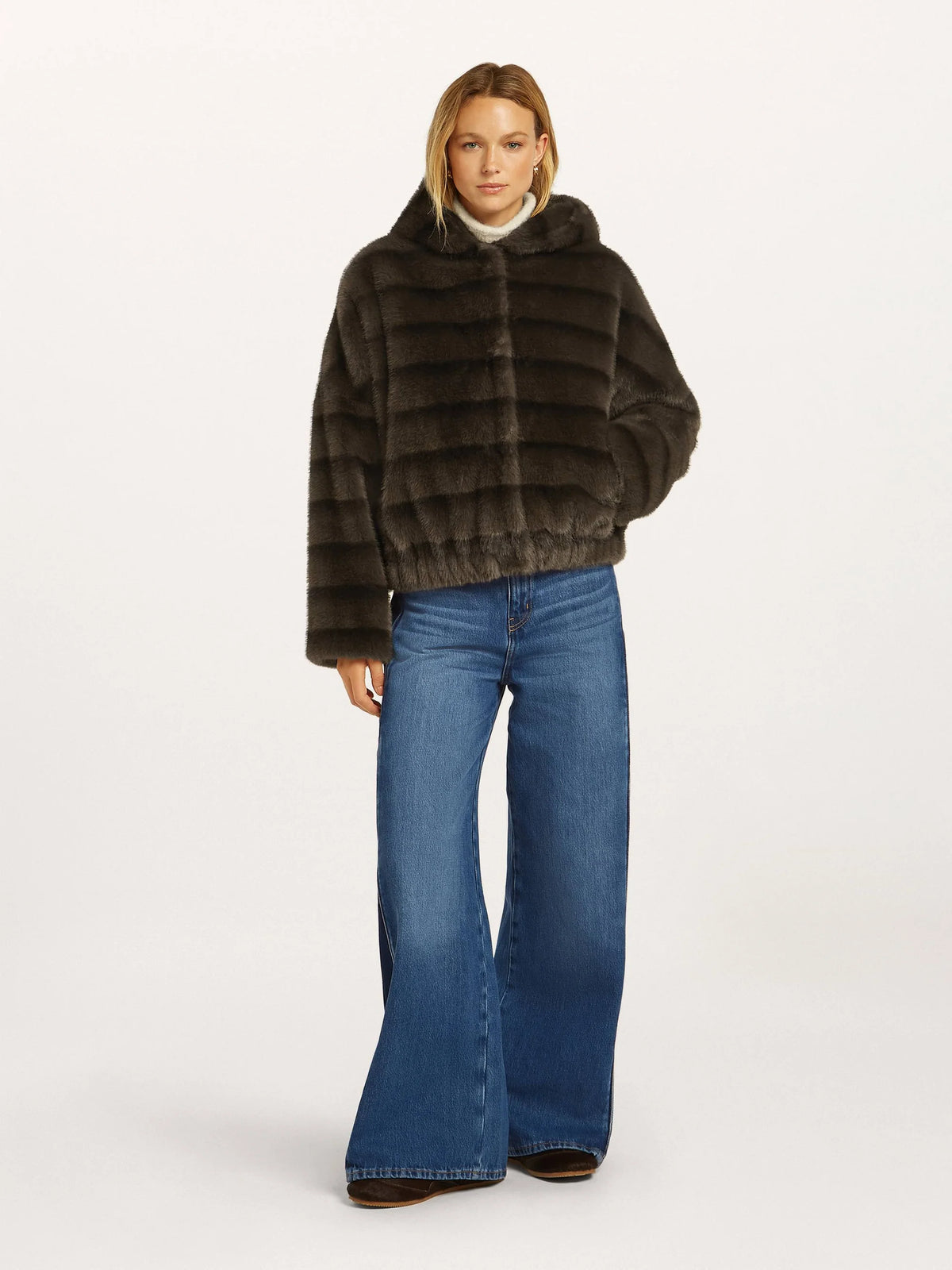 Beaumont Dita faux fur cape jacket in Dark Chocolate