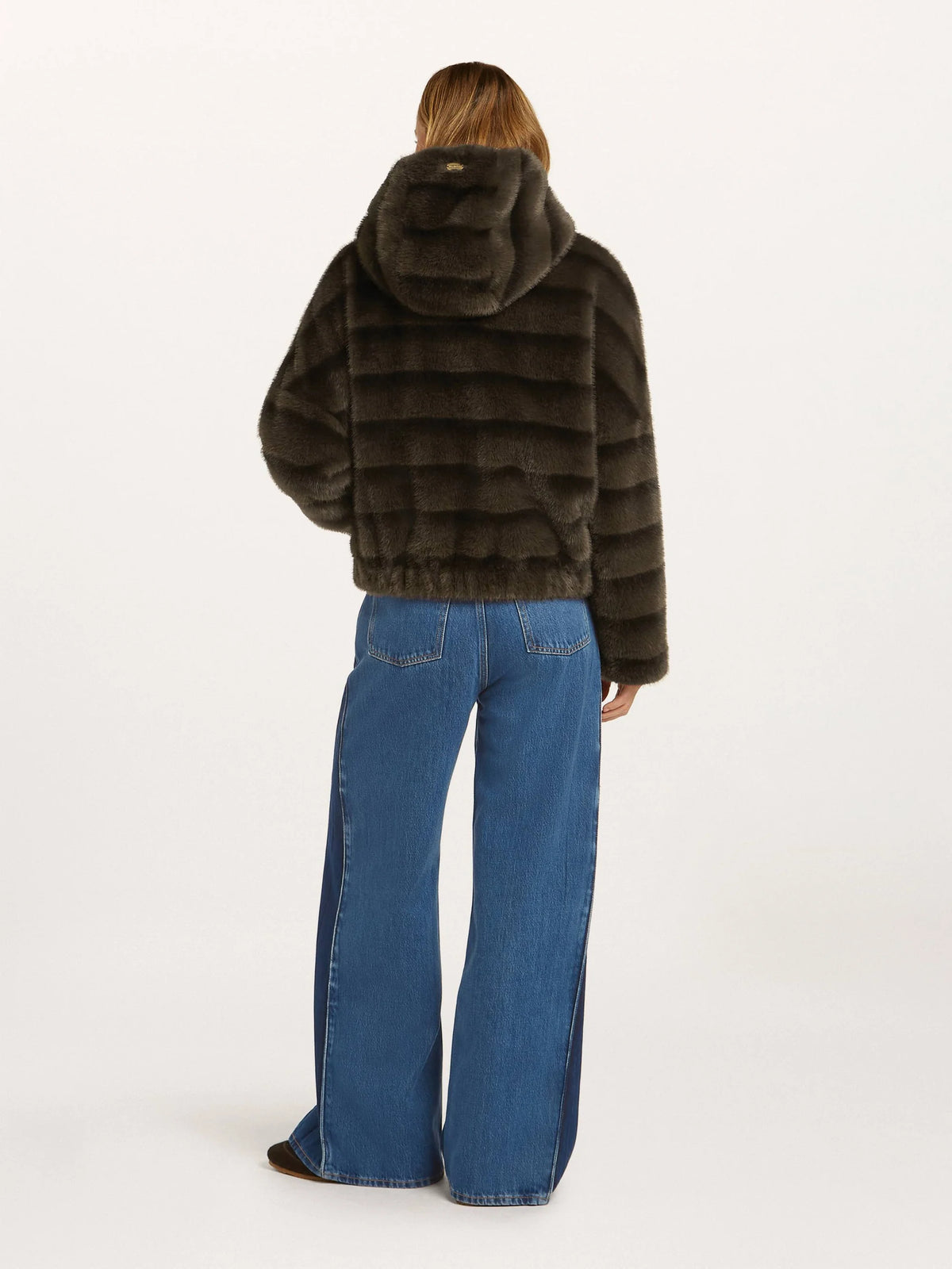 Beaumont Dita striped faux fur jacket back view