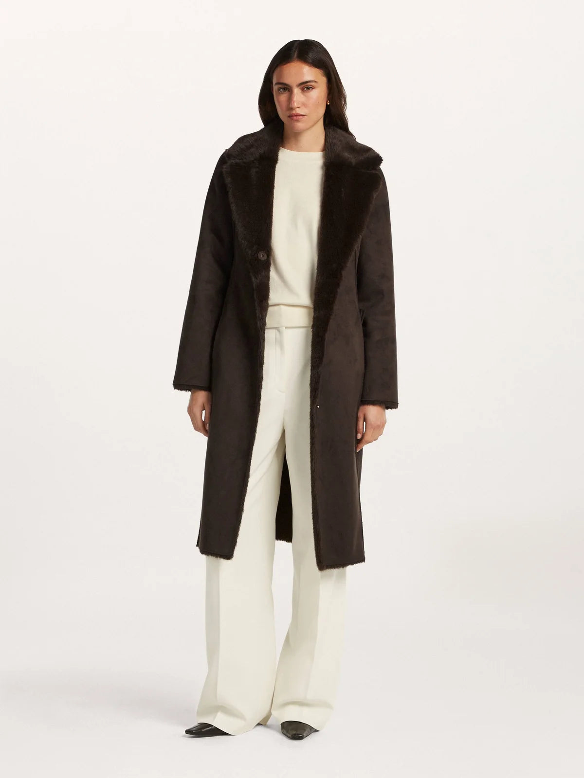 Beaumont Coby Coat in Dark Chocolate front view