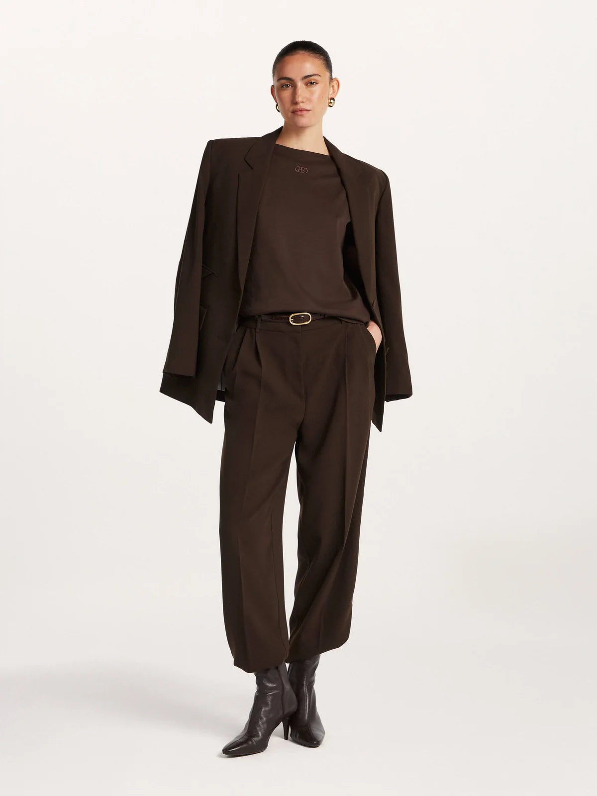Beaumont Salina Belt in Dark Brown front view