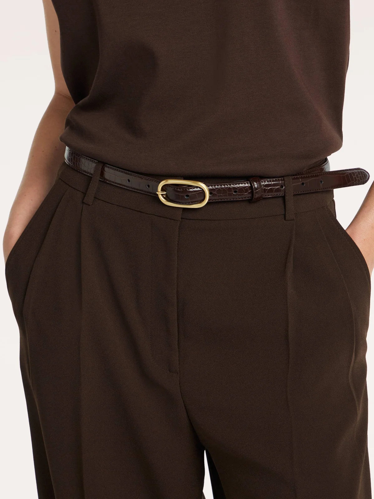 Beaumont Salina dark brown faux leather belt