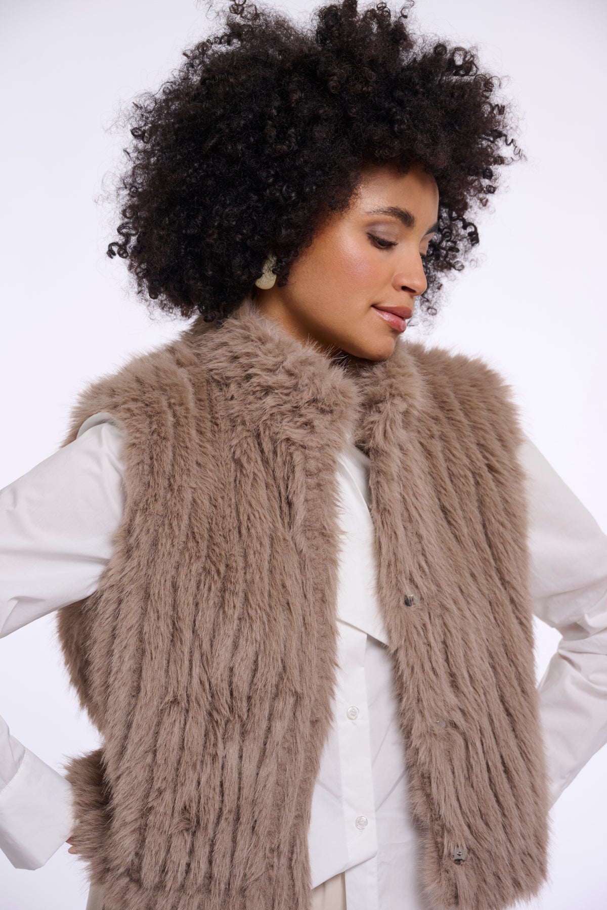 Textured faux fur detail on Rino & Pelle Dava 7002611 waistcoat