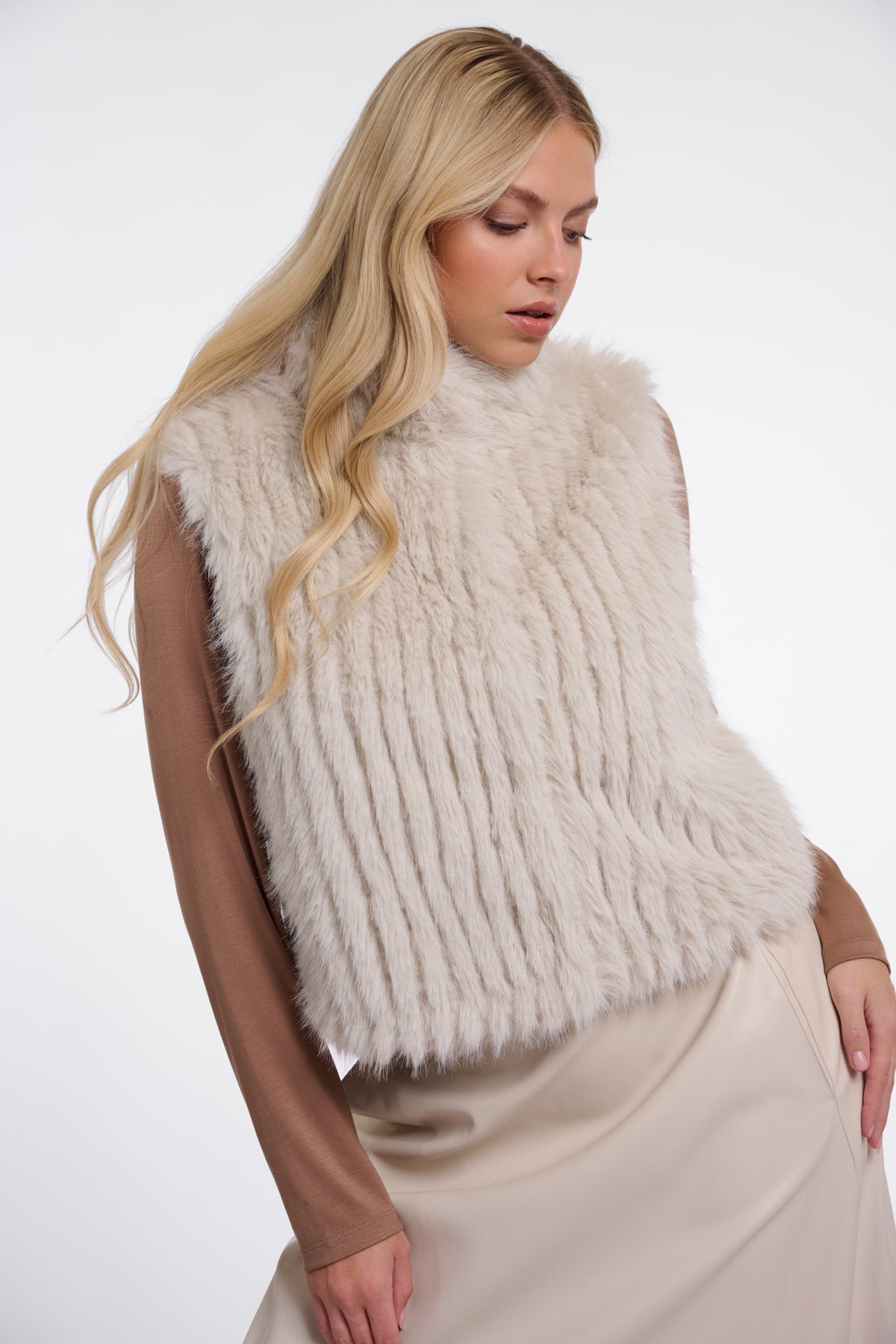Rino & Pelle Dava Waistcoat stand collar and faux fur deta