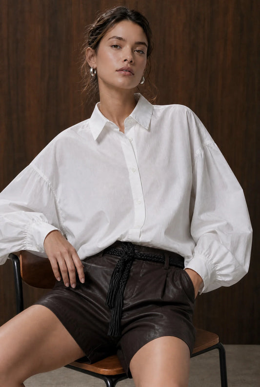 Jane Lushka Adelina Oversized Blouse in White front view