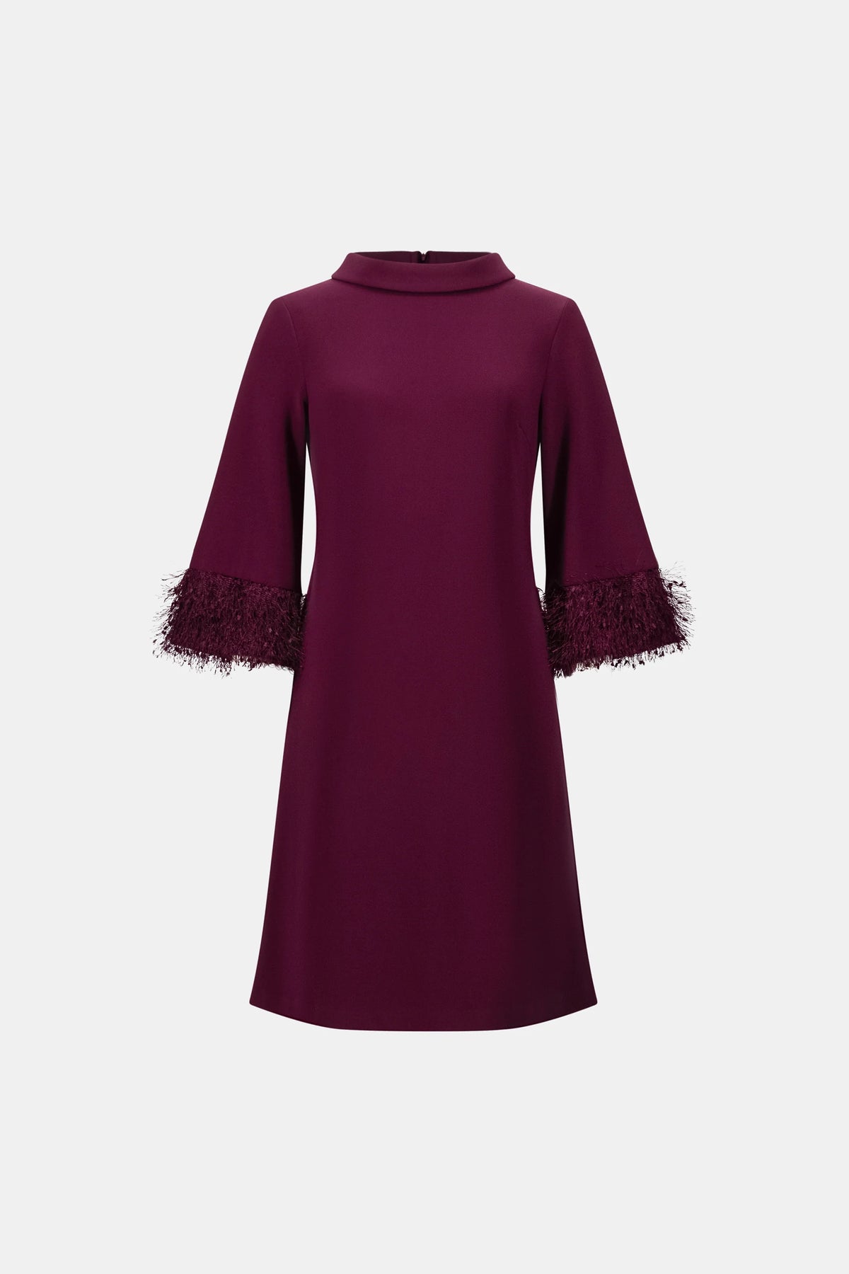 Joseph Ribkoff Fringe-Sleeve A-Line Dress in Elderberry, style 253054F26 