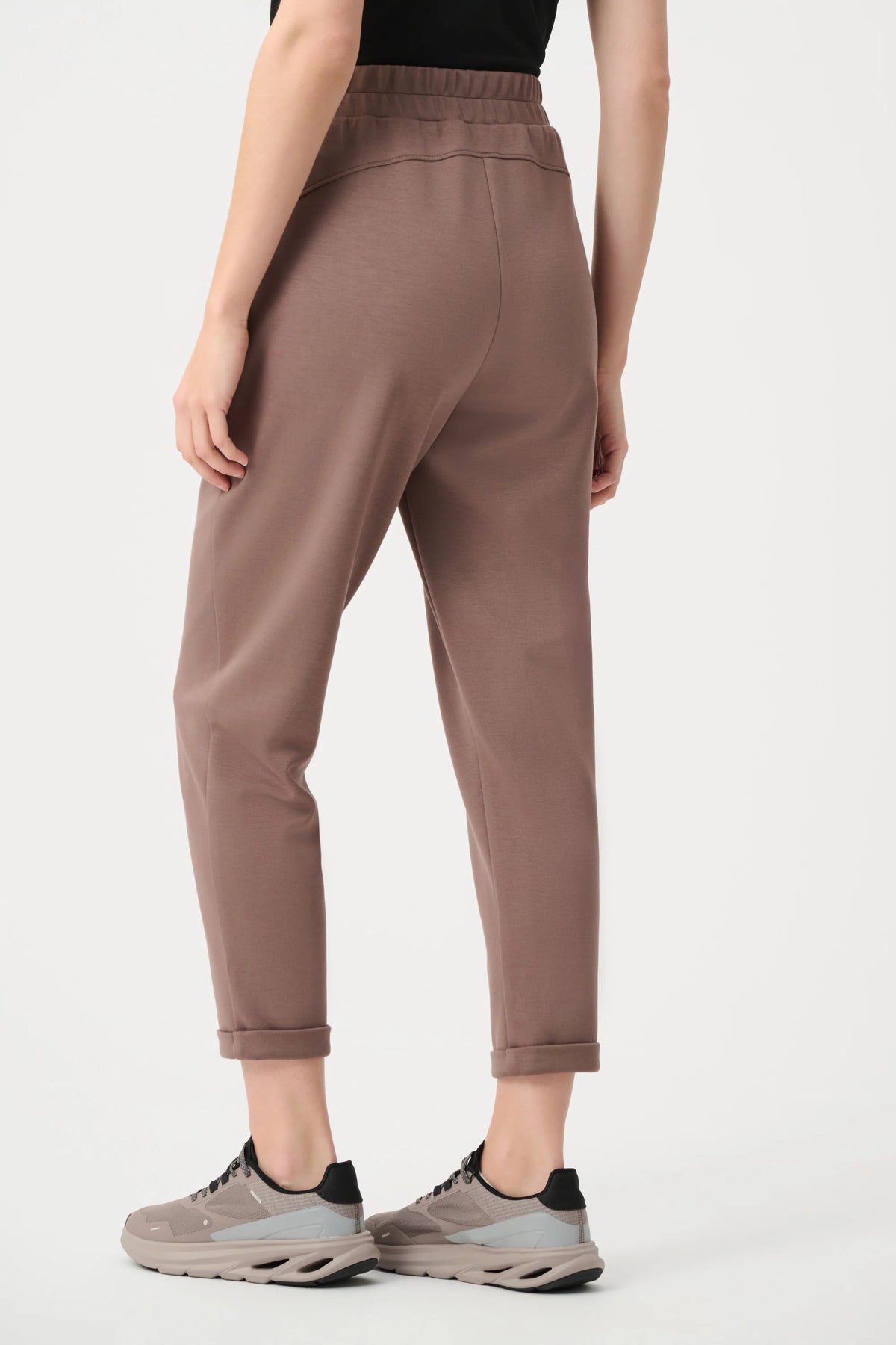  Joseph Ribkoff Pull-On Drawstring Waist Jogger Pants in Mink, style 261606F26 shown from the back