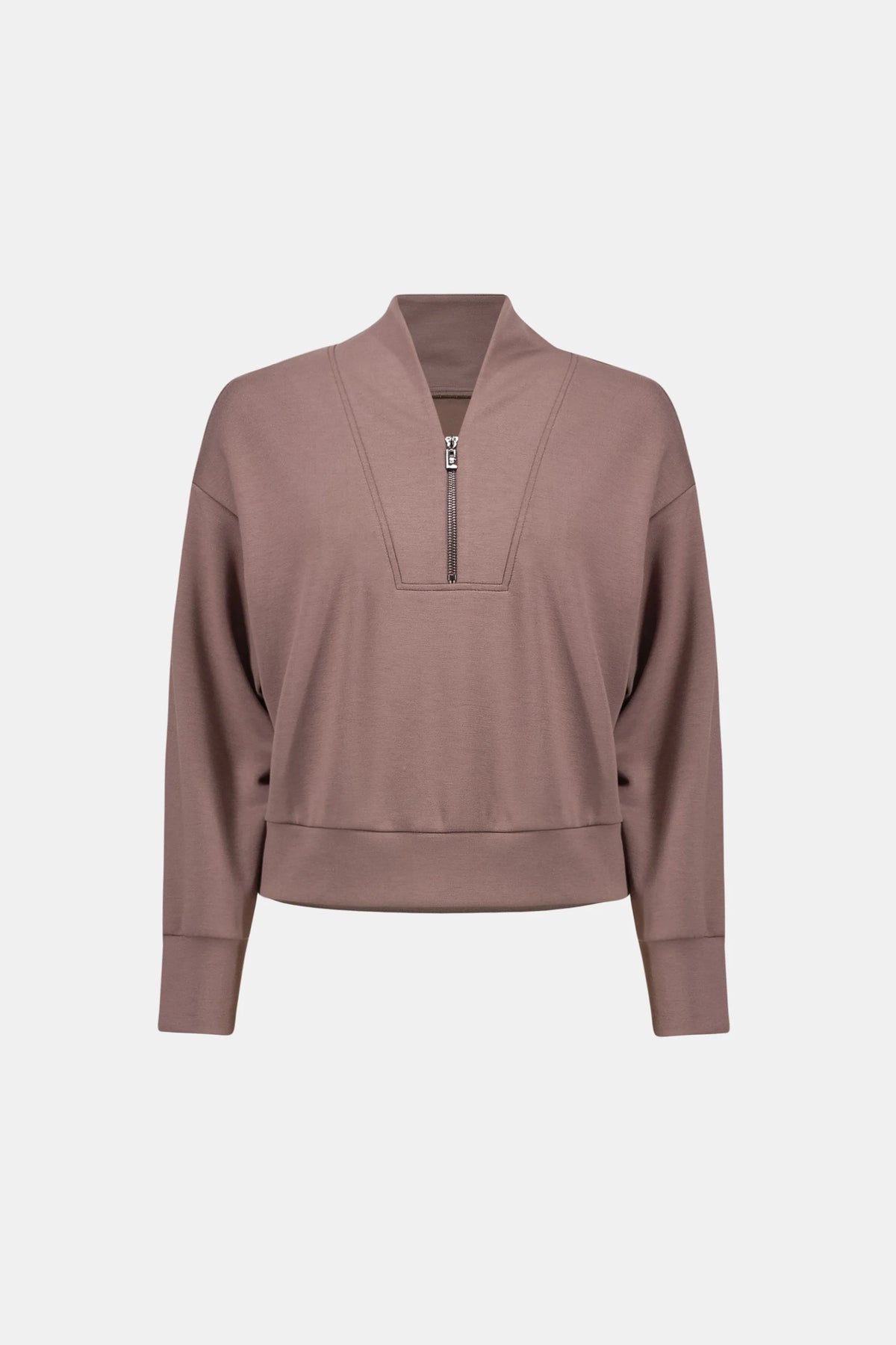 Joseph Ribkoff Half-Zip Sweatshirt in Mink, style 261610F26 