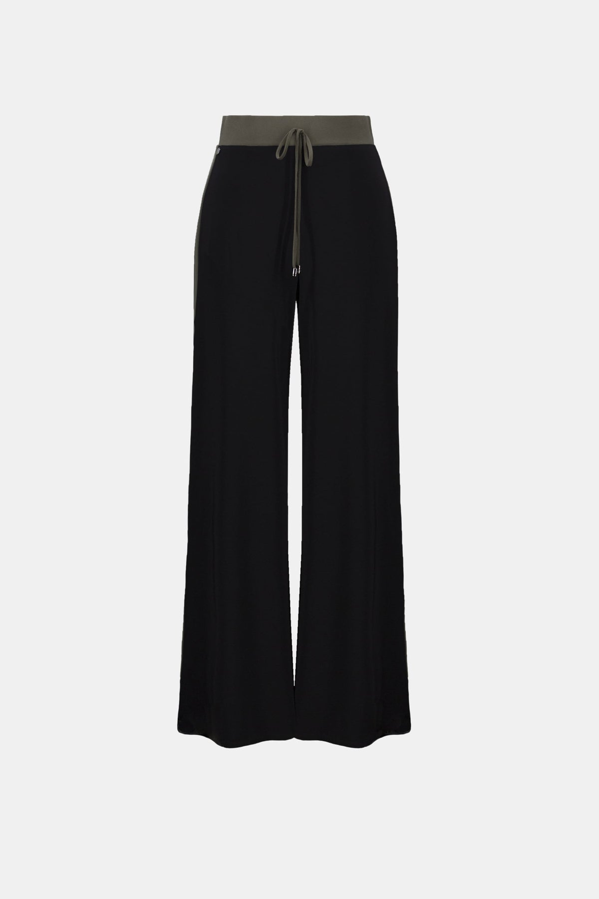 Joseph Ribkoff Contrast Stripe Drawstring Pants in Black/Avocado, style 263607 