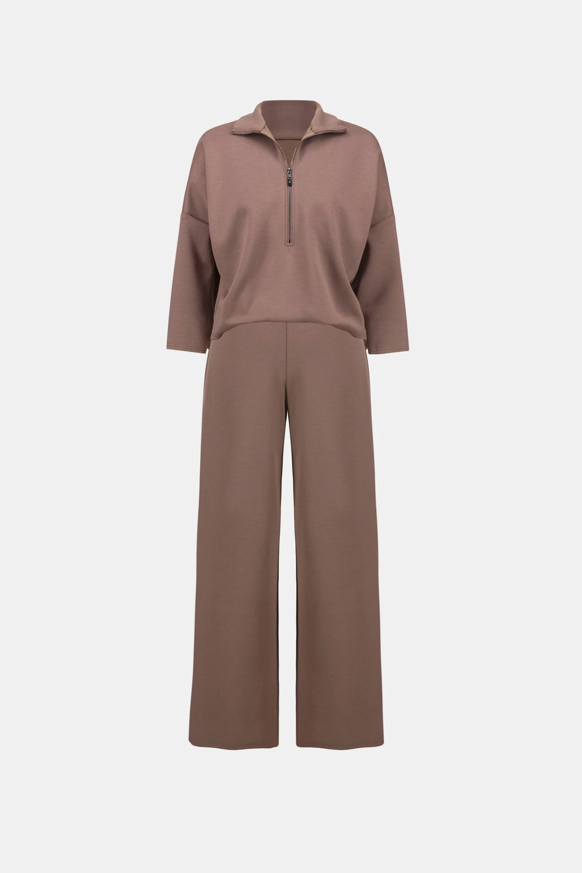 Joseph Ribkoff Half-Zip Wide-Leg Jumpsuit in Mink, style 263613 