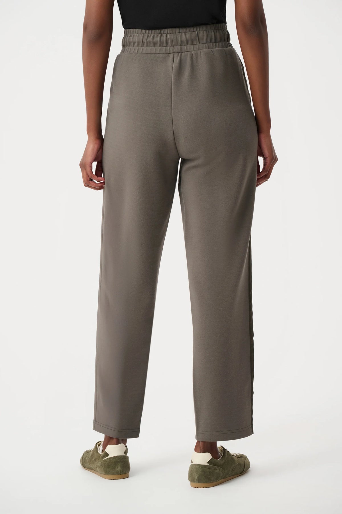 Joseph Ribkoff Scuba Jersey Straight Leg Pants in Avocado, style 263623 shown from the back