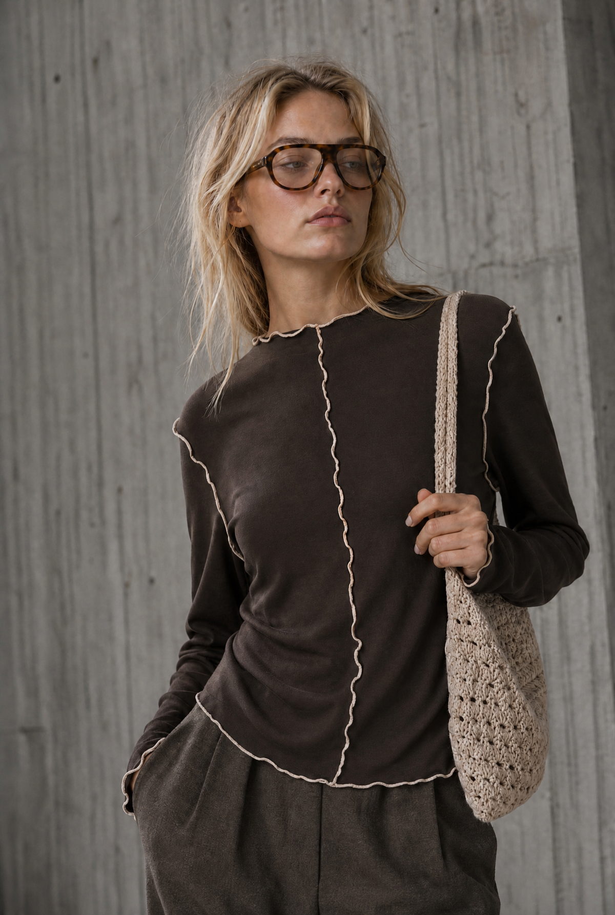 Jane Lushka Janette lightweight Brown top