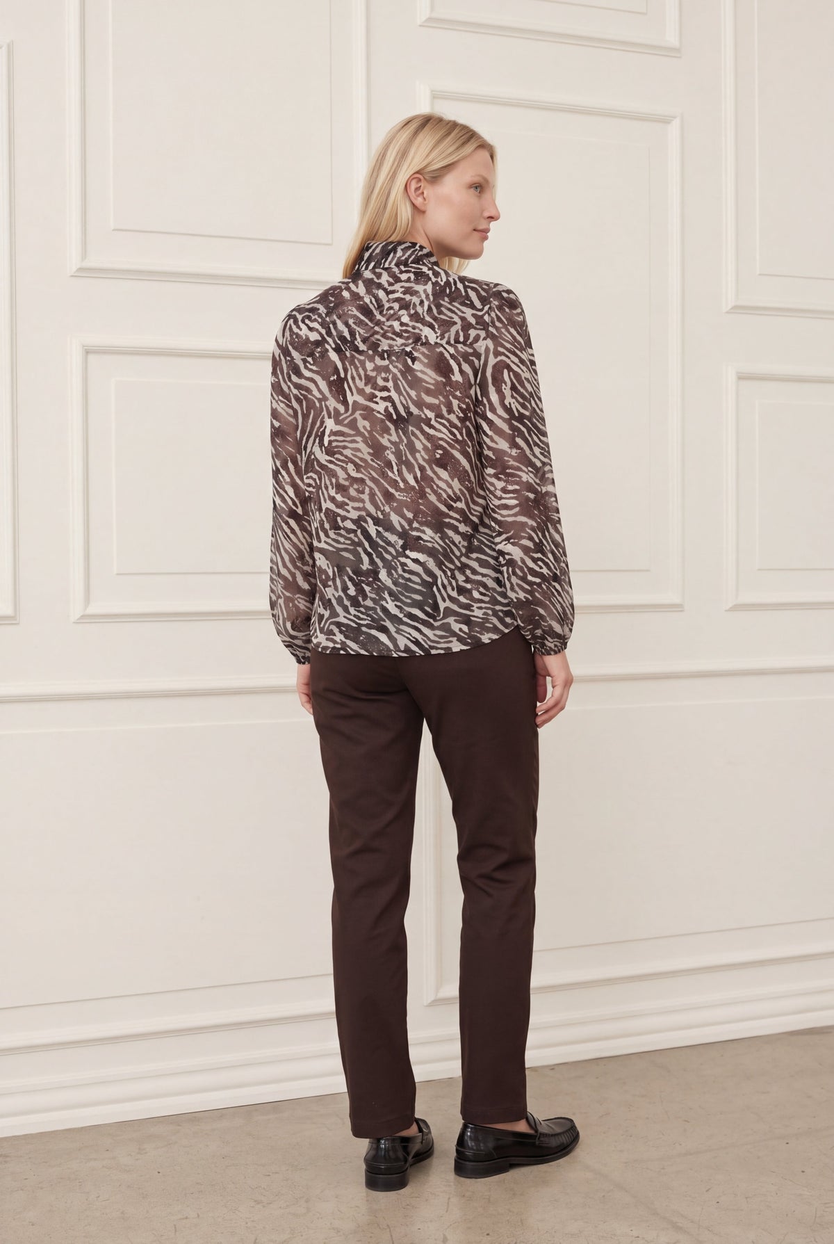 I SAY Jill Flowing Brown blouse back view